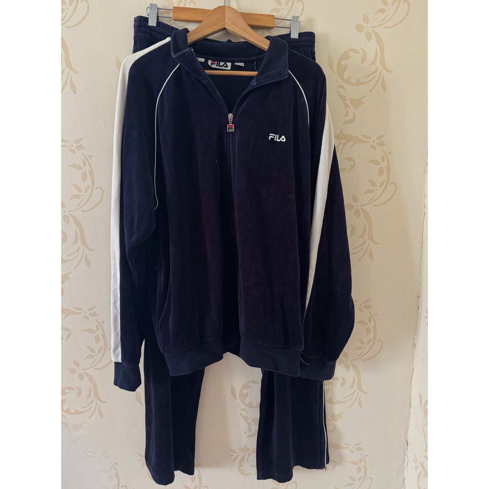 Fila Vintage Y2K FILA Blue Velour Track Suit Sweatsuit Mens Large Size 38R - 1 Thumbnail