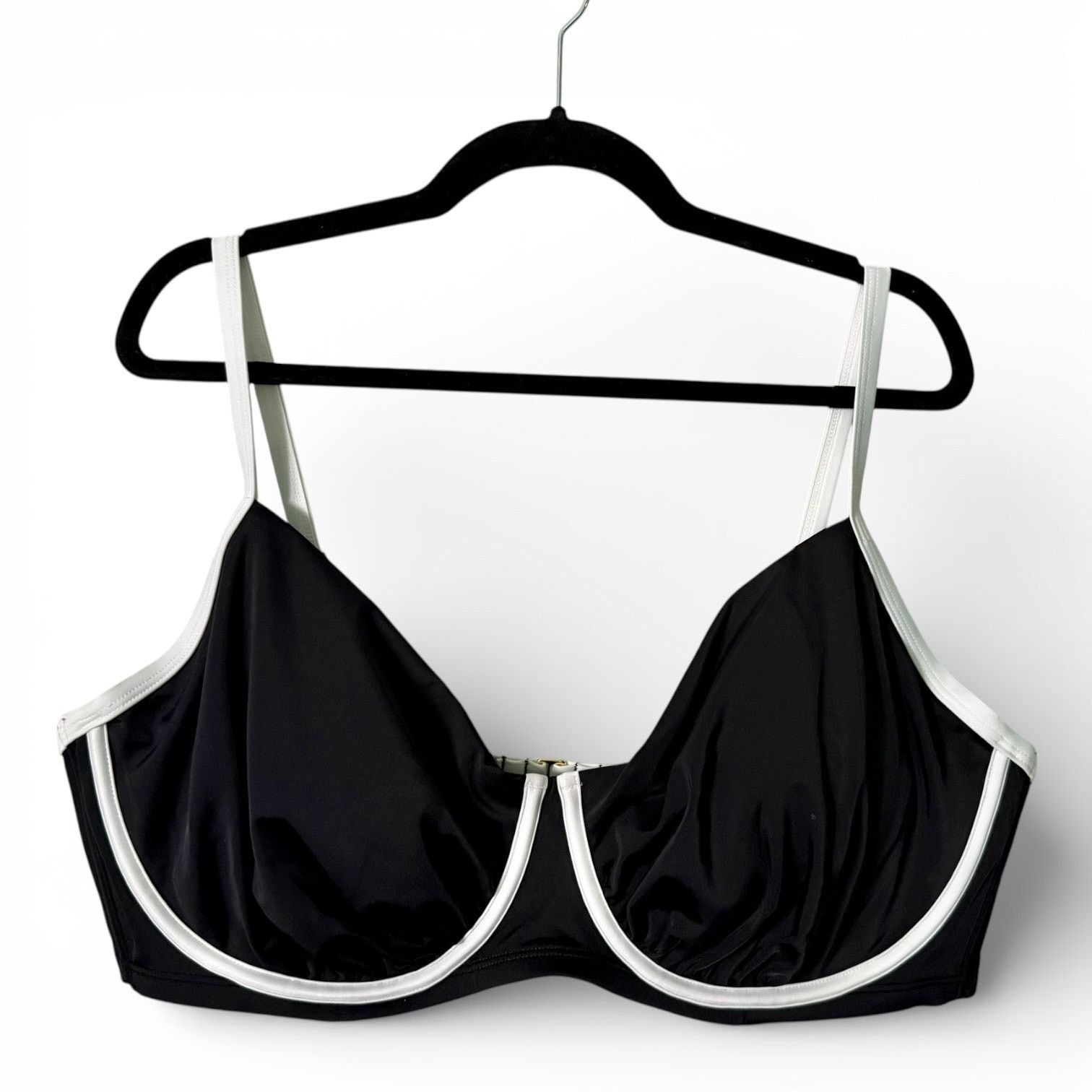 Island Shores Bikini Top Womens Sz 20 Black White Underwire NWT Size ONE SIZE - 2 Thumbnail