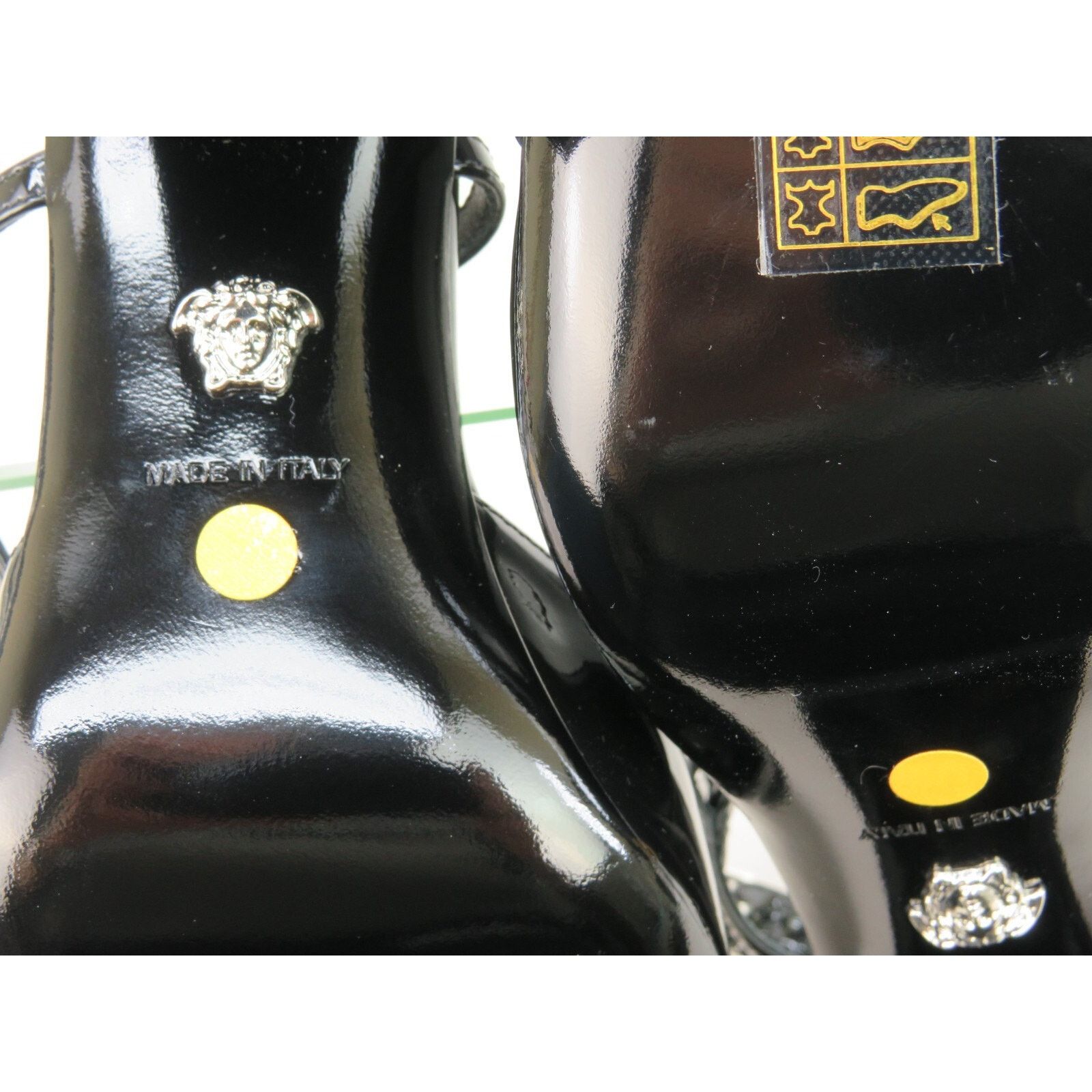 Versace VERSACE BLACK PATENT LEATHER COIN MEDUSA SANDALS PUMPS 37.5 Size US 7.5 / IT 37.5 - 12 Thumbnail