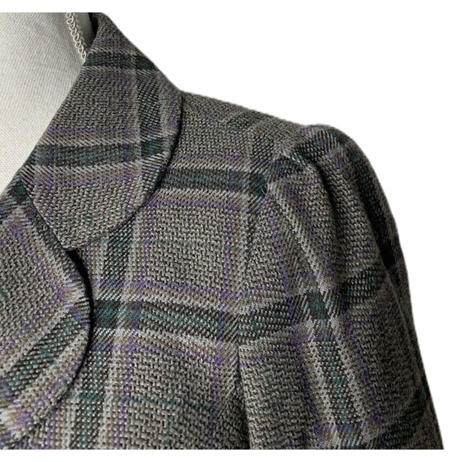 Mossimo Womens Mossimo Gray Purple Plaid Lined Wool Blend Blazer M Size M / US 6-8 / IT 42-44 - 4 Thumbnail
