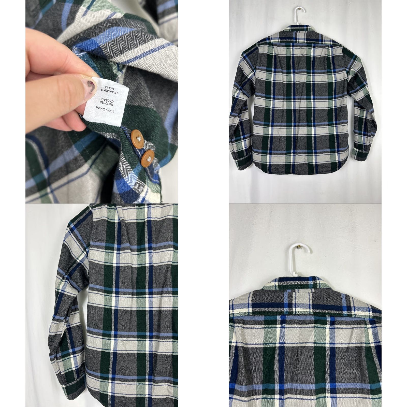 J.Crew J.CREW Shirt Mens Large Blue Plaid Flannel 100% Cotton Button-Up Slim Fit Long Sleeve Size US L / EU 52-54 / 3 - 8 Thumbnail