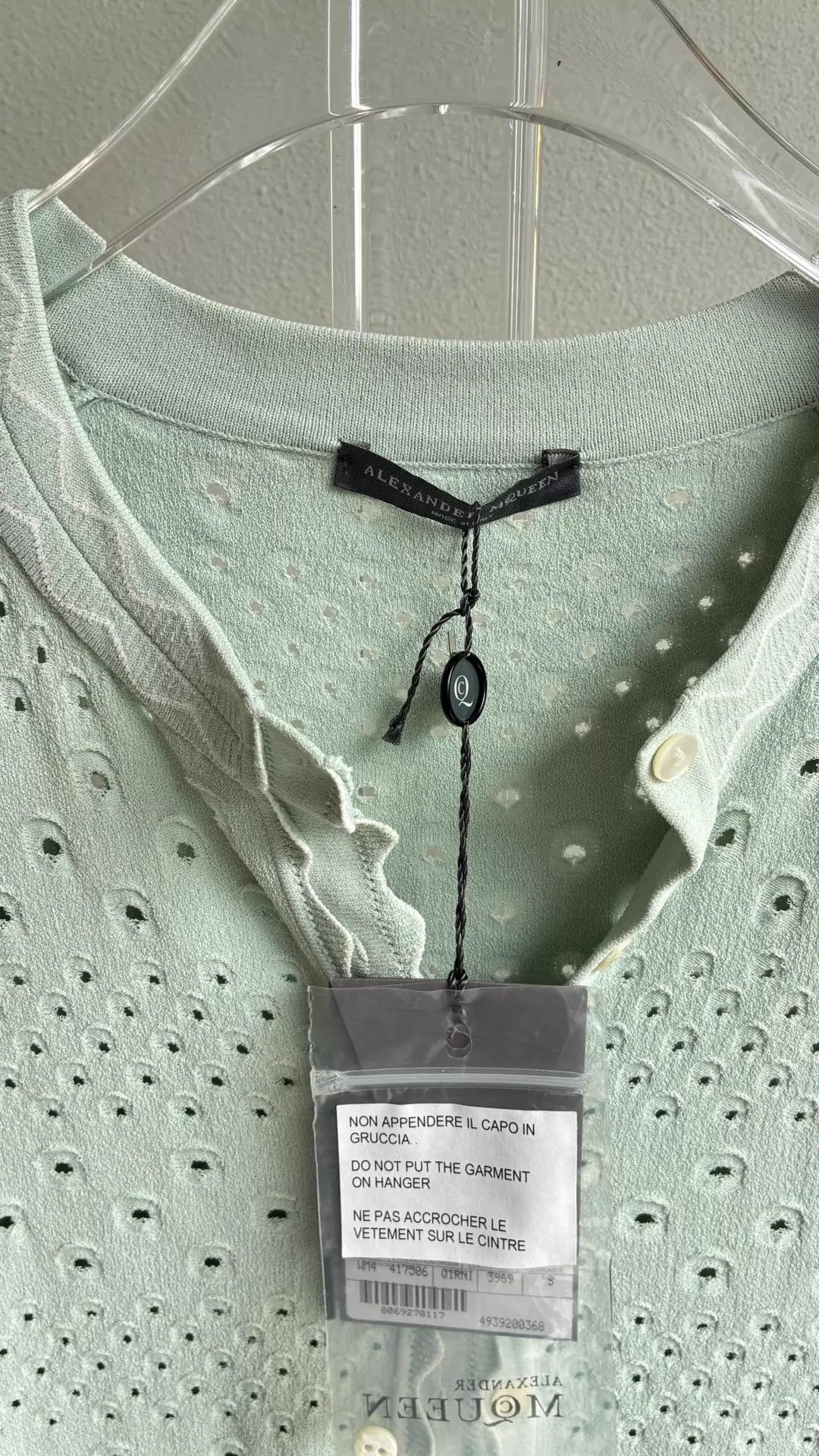 Alexander McQueen AMQ Mint Green Intricate Openwork Knit Cardi S Size S / US 4 / IT 40 - 3 Thumbnail