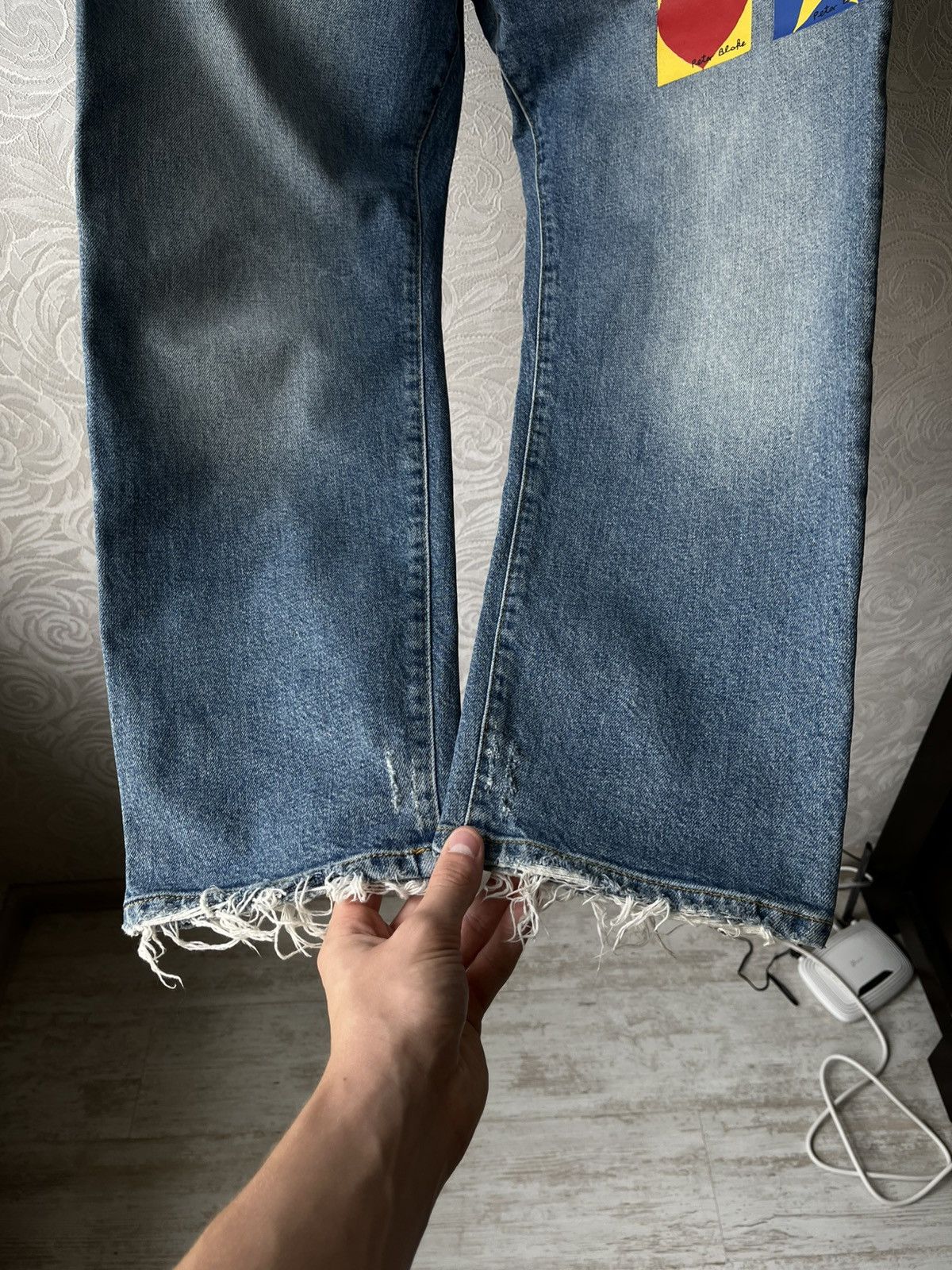 Iceberg Iceberg x Peter Blake Multicolor Logo Denim Distressed Jeans Size 29" - 6 Thumbnail