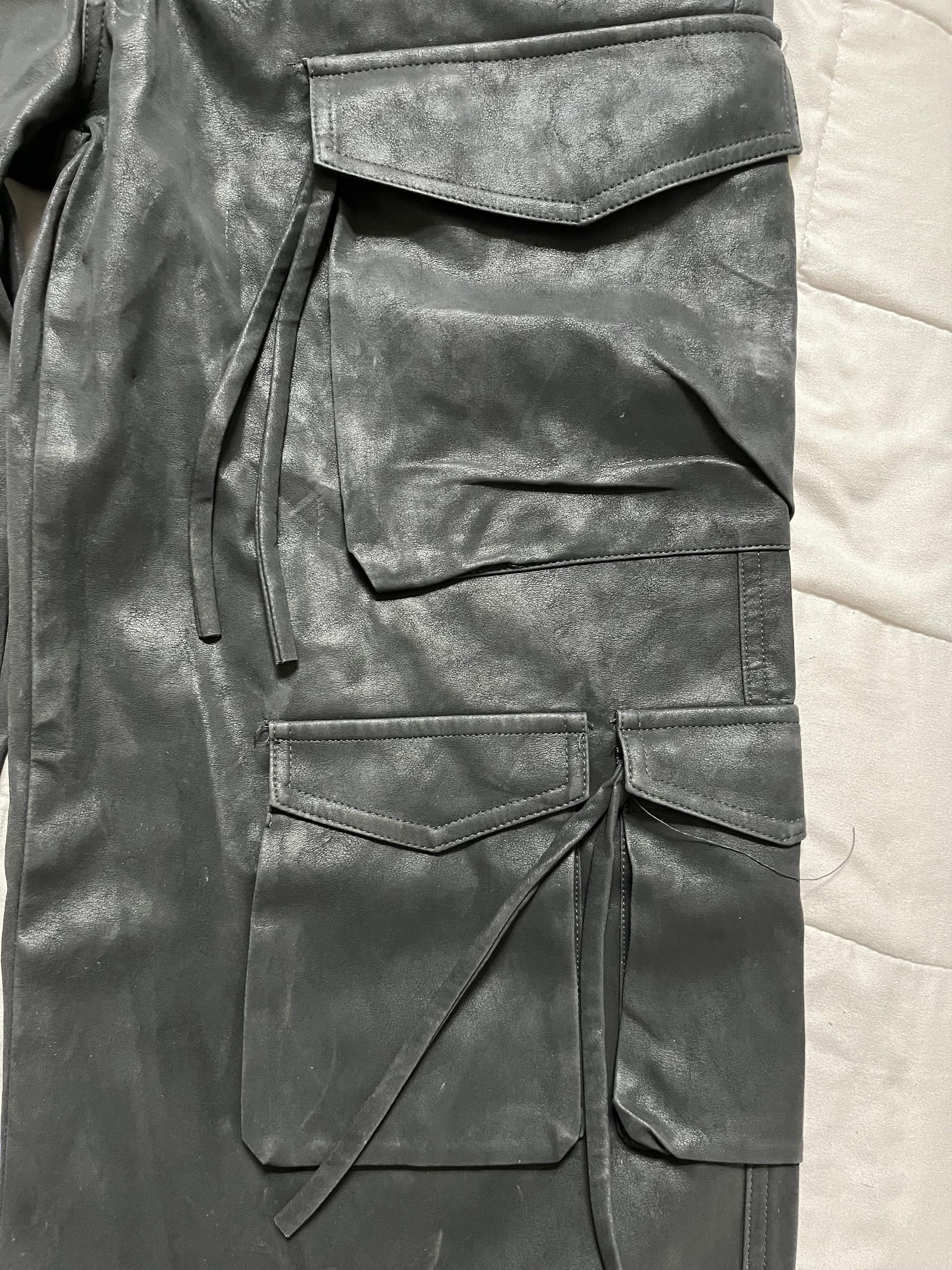 Japanese Brand Rick Owen’s Style Japanese Brand Waxed Leather Cargo Size US 30 / EU 46 - 3 Thumbnail