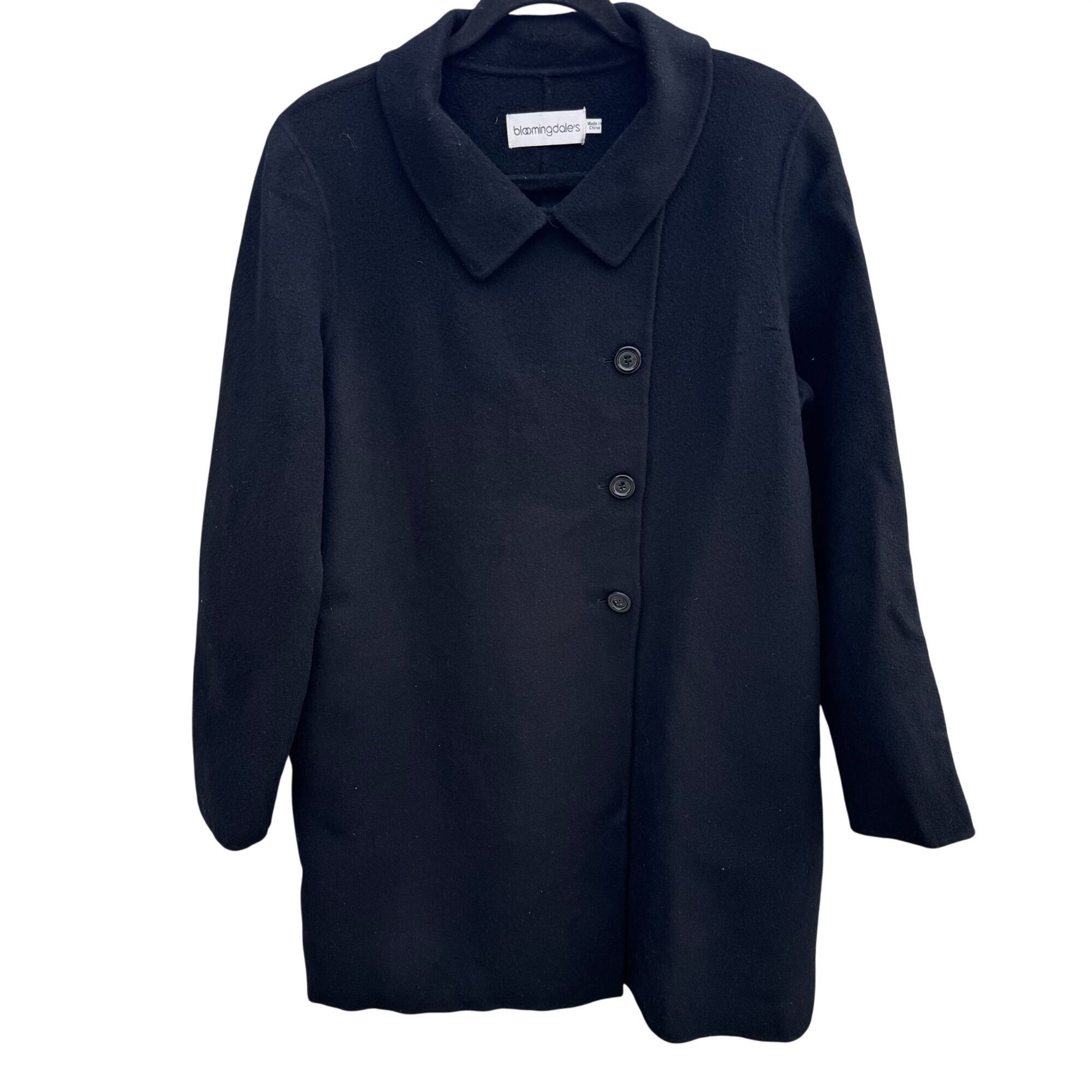 Bloomingdale's Bloomingdales Vintage Black Wool Cashmere Blend Womens Coat Size XXL / US 16-18 / IT 52-54 - 1 Thumbnail