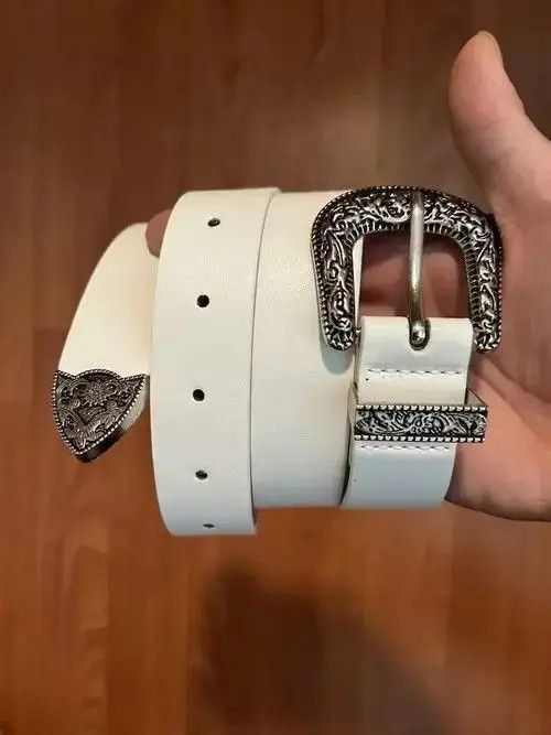 Japanese Brand Y2K Buckle Belt (white) Size 32 - 2 Thumbnail