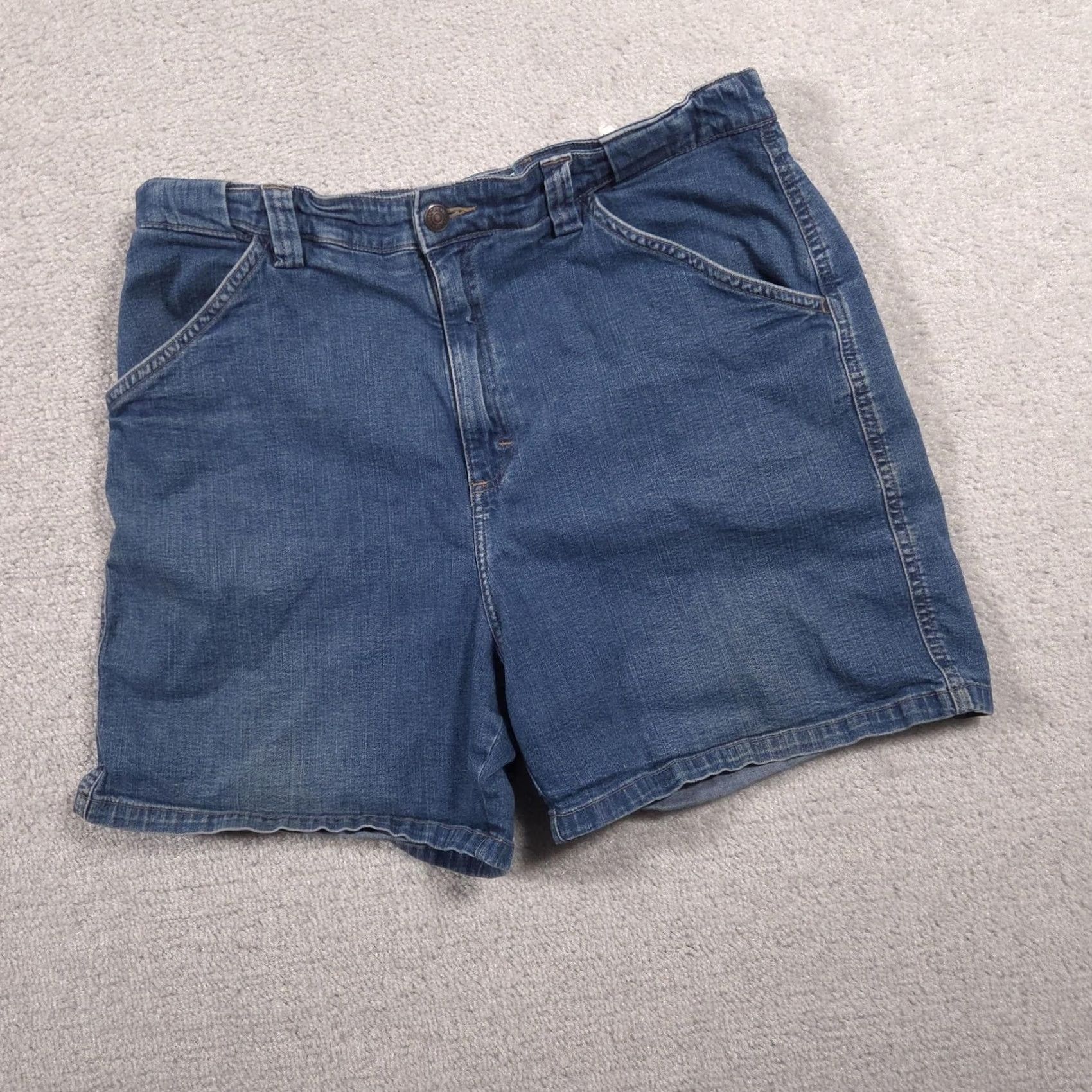 Lee Lee Denim Shorts Womens 16P Blue Mom High Rise Relaxed Fit Casual Stretch Shorts - Petite Mens Womens Boys Girls Size 38" / US 16 / IT 52 - 2 Thumbnail