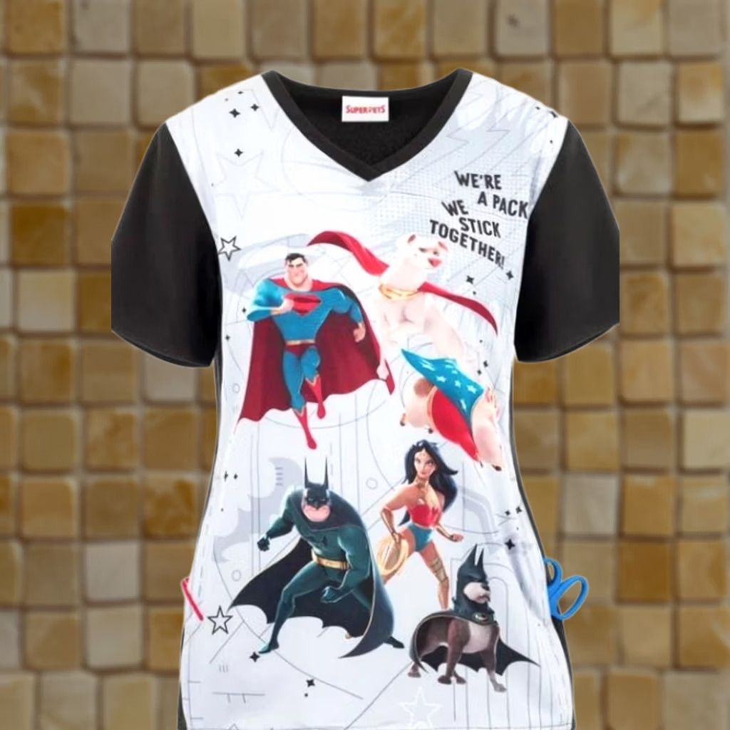 Vintage VINTAGE New Women's Tooniforms V-NECK SUPER-PETS SCRUB TOP SCRUBS SIZE 4XL Size XXL / US 16-18 / IT 52-54 - 1 Preview