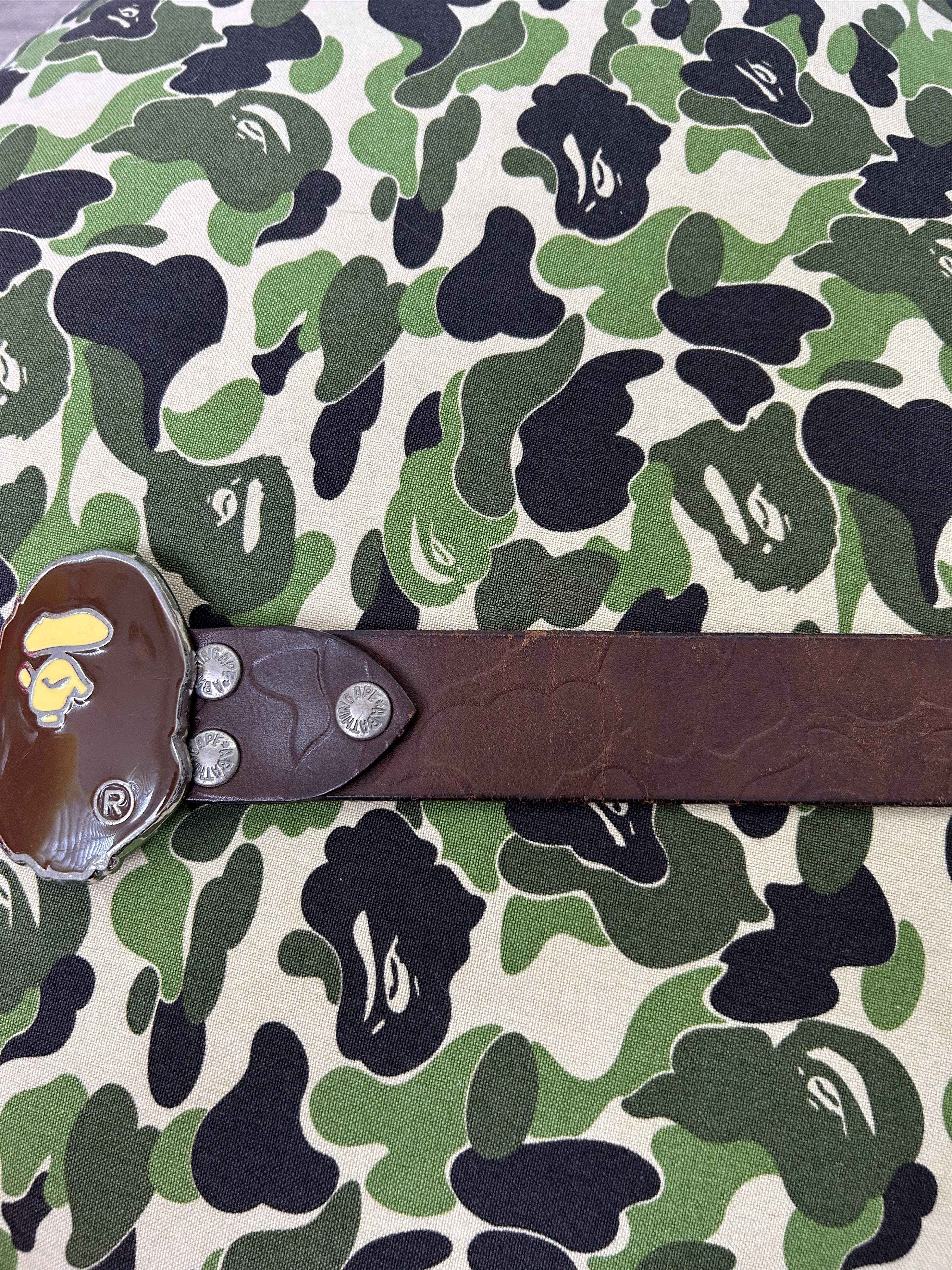 Bape APE HEAD buckle BAPE camo embossed leather belt [Size L] Size 40 - 6 Thumbnail