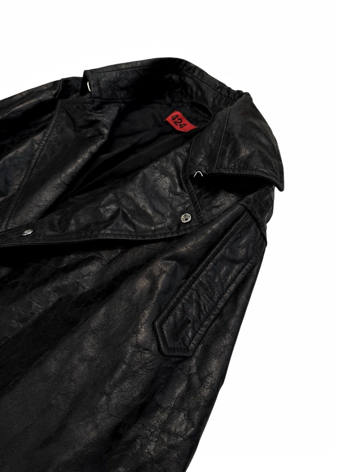 424 RARE 2024 Distressed Paper Effect Leather Trench Coat Size US M / EU 48-50 / 2 - 7 Thumbnail