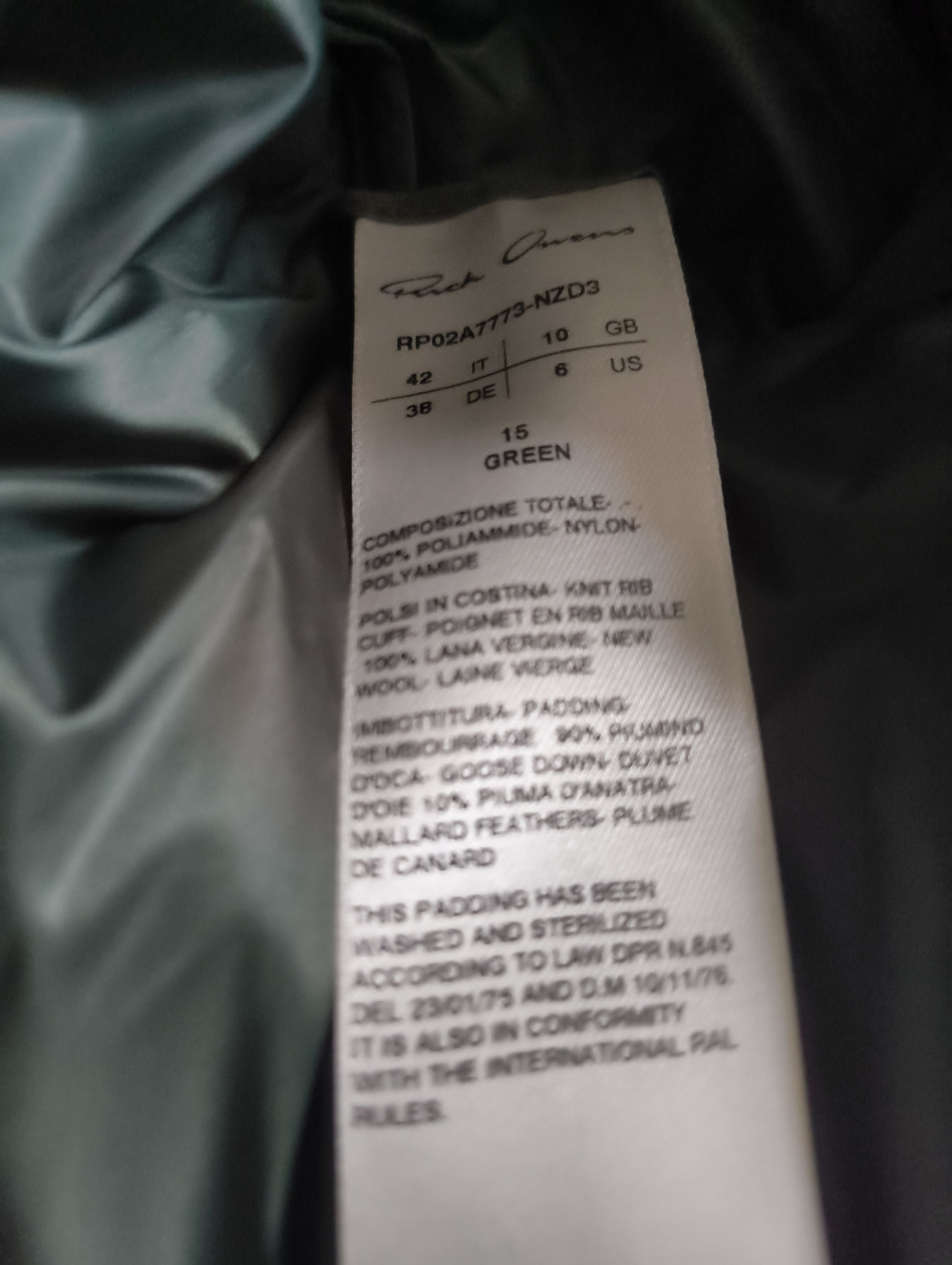 Rick Owens Rick owens green puffer jacket Size XS / US 0-2 / IT 36-38 - 5 Thumbnail