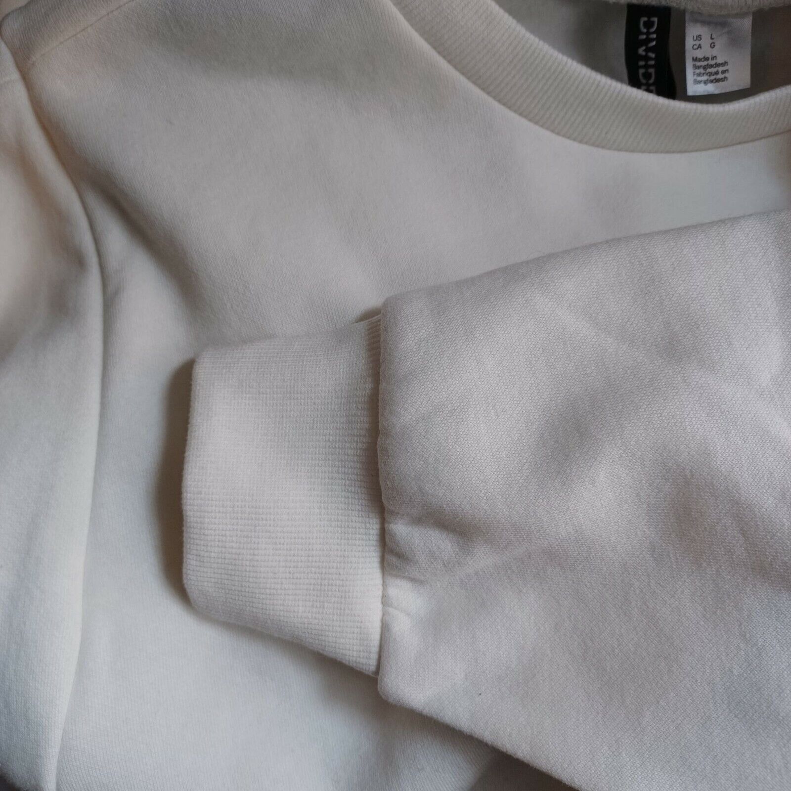 H&M ❤️H&M Sz L Women's Cream Padded Shoulder Sweatshirt Top Long Size L / US 10 / IT 46 - 7 Thumbnail