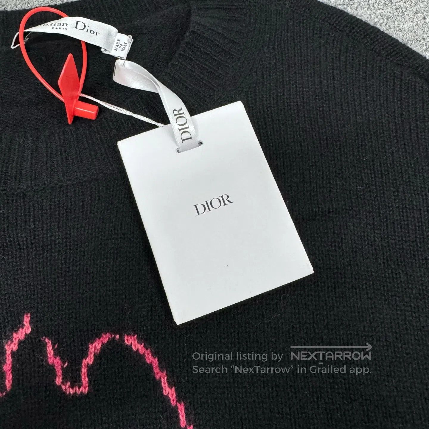Dior Dior Black and pink embroidered dove motifs; cashmere swea Size US L / EU 52-54 / 3 - 4 Thumbnail