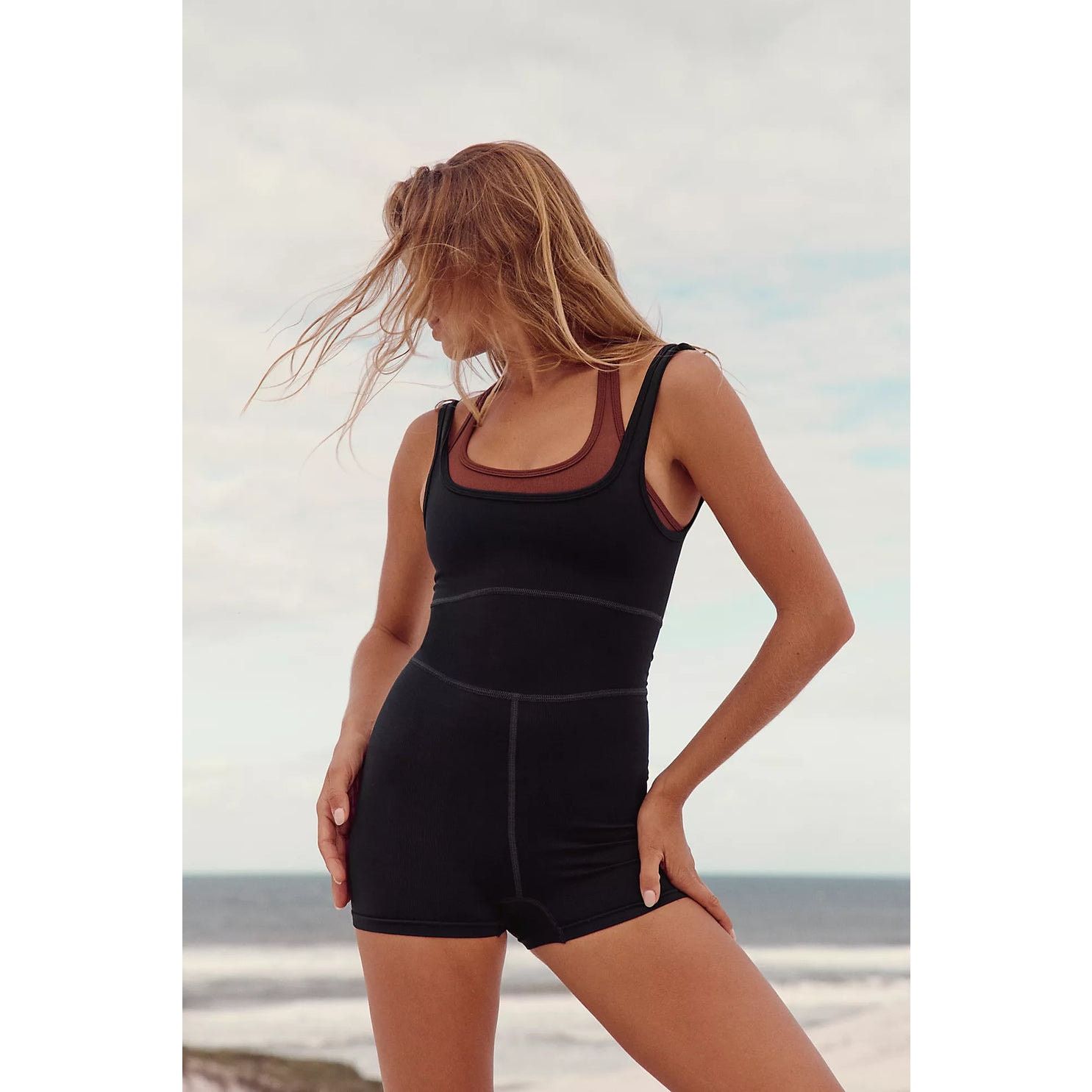 Free People New FP MOVEMENT It Takes Two Runsie $70 X-SMALL Black Brown Size 26" / US 2 / IT 38 - 1 Thumbnail