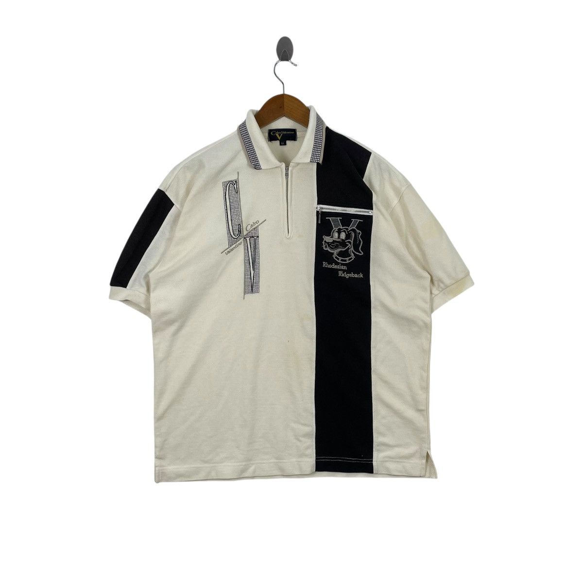 Vintage Vintage Calro Valentino Half Zip Embroid Polo Tshirt Size US L / EU 52-54 / 3 - 1 Thumbnail