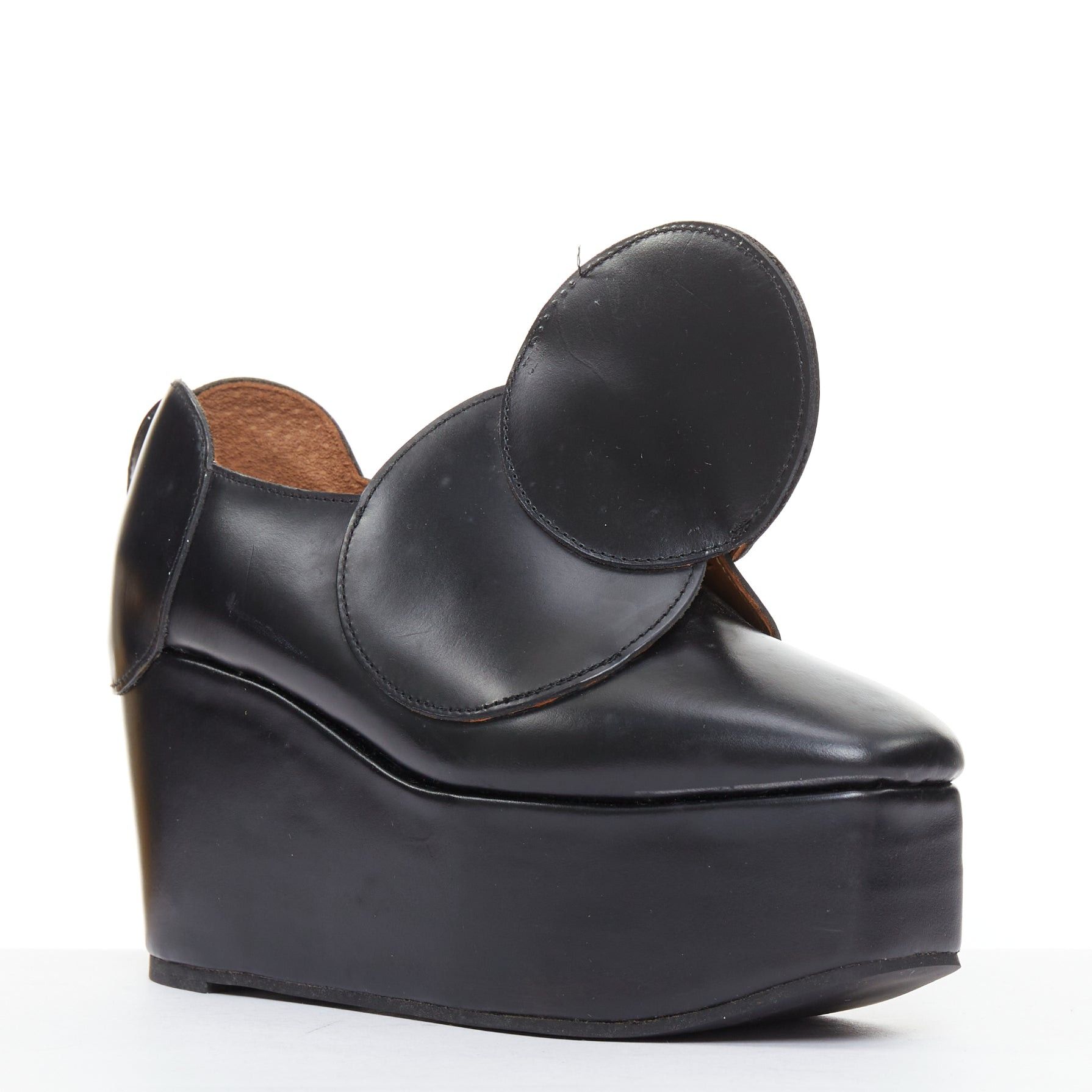 Junya Watanabe JUNYA WATANABE black leather circle embellished platorm brogue shoes XS Size US 7 / IT 37 - 1 Thumbnail