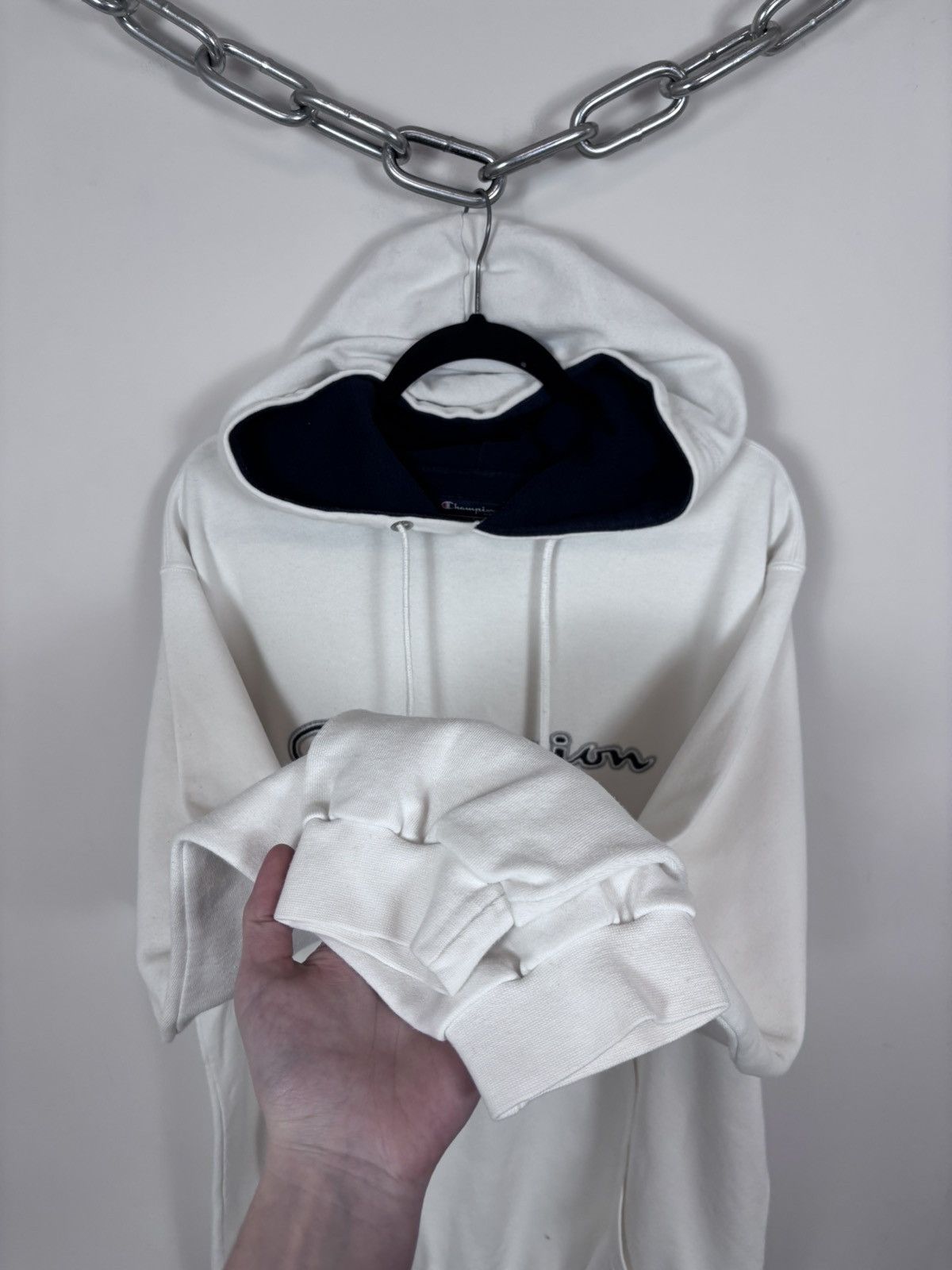 Champion Vintage Champion Big Embroidered Logo White Baggy Hoodie Size US XXL / EU 58 / 5 - 12 Thumbnail
