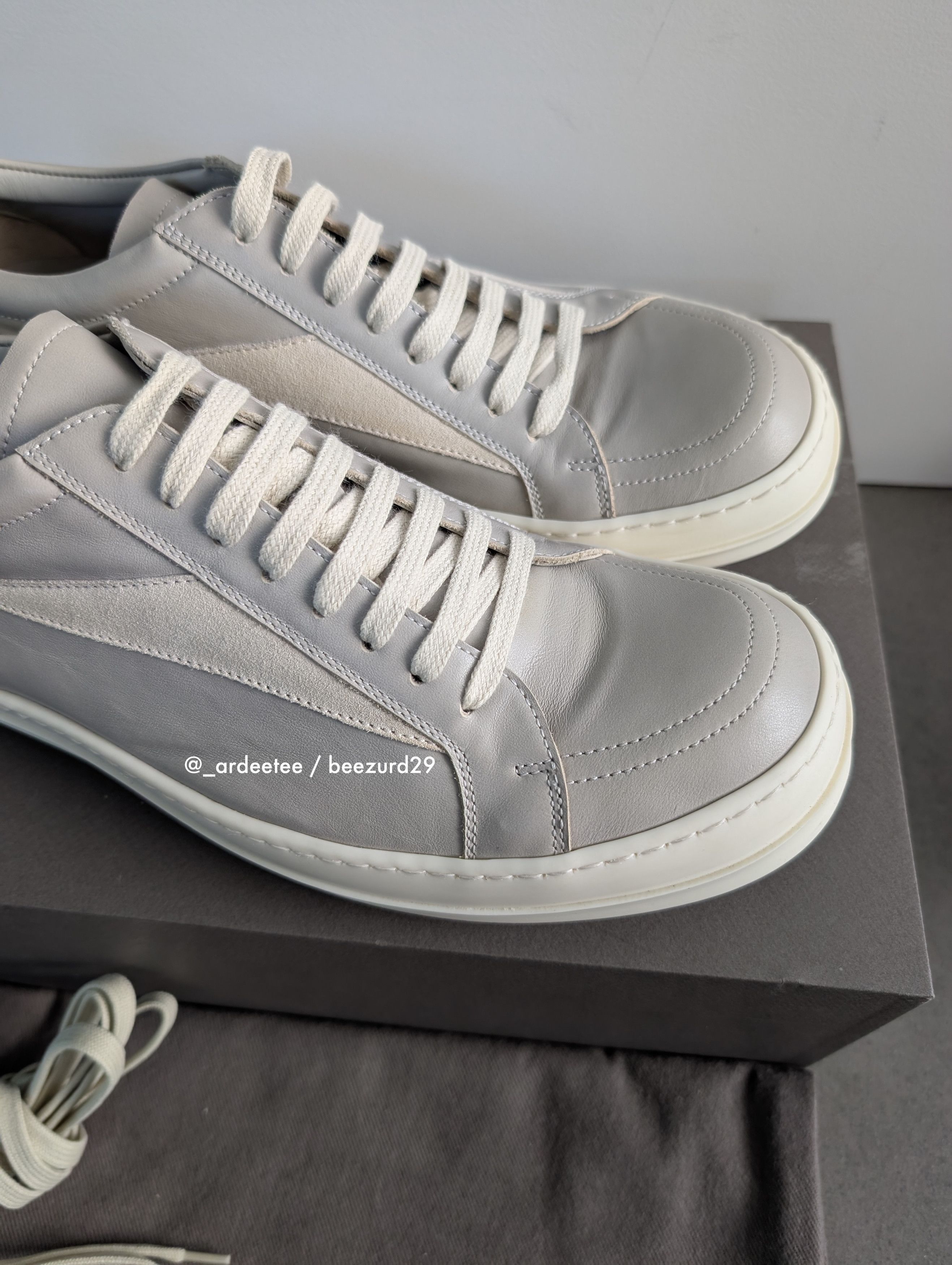 Rick Owens *NEW* LEATHER VINTAGE SNEAKERS VANS LIGHT GRAY PEARL Size US 11 / EU 44 - 3 Thumbnail