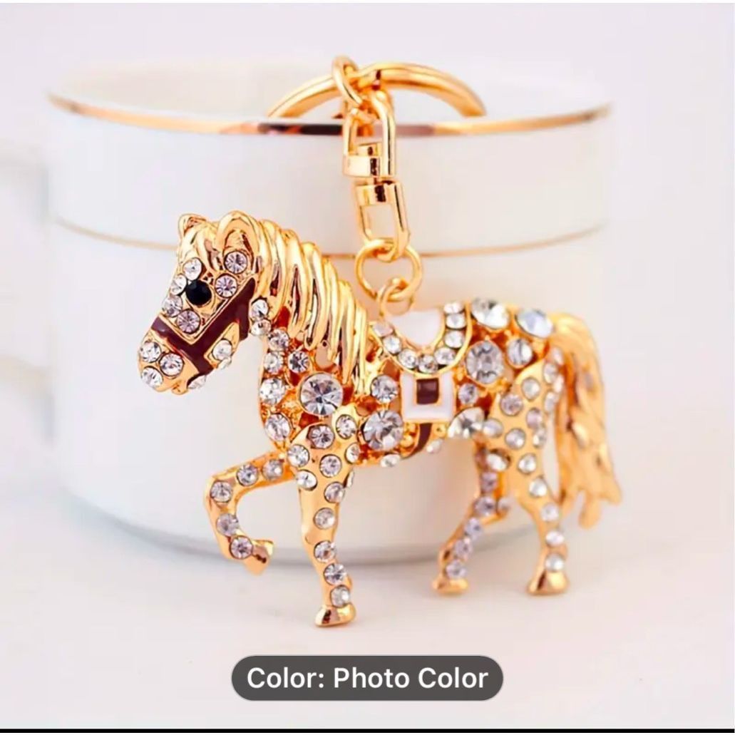 Other Gold and Clear Crystal Horse Bag/Key Charm Size ONE SIZE - 1 Thumbnail