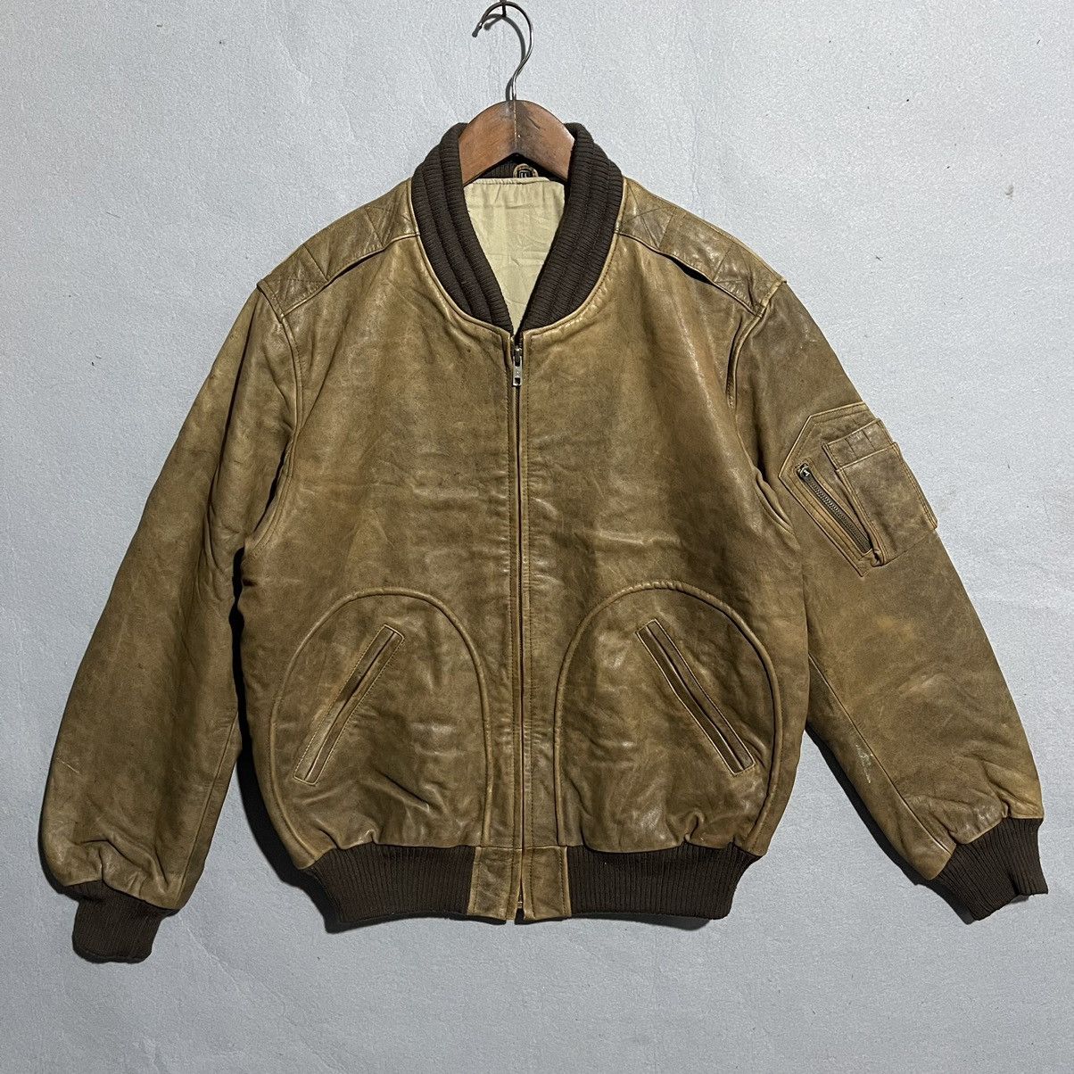 Leather Vintage Distressed Leather Bomber Jacket – Brown – Size L Size US L / EU 52-54 / 3 - 1 Thumbnail