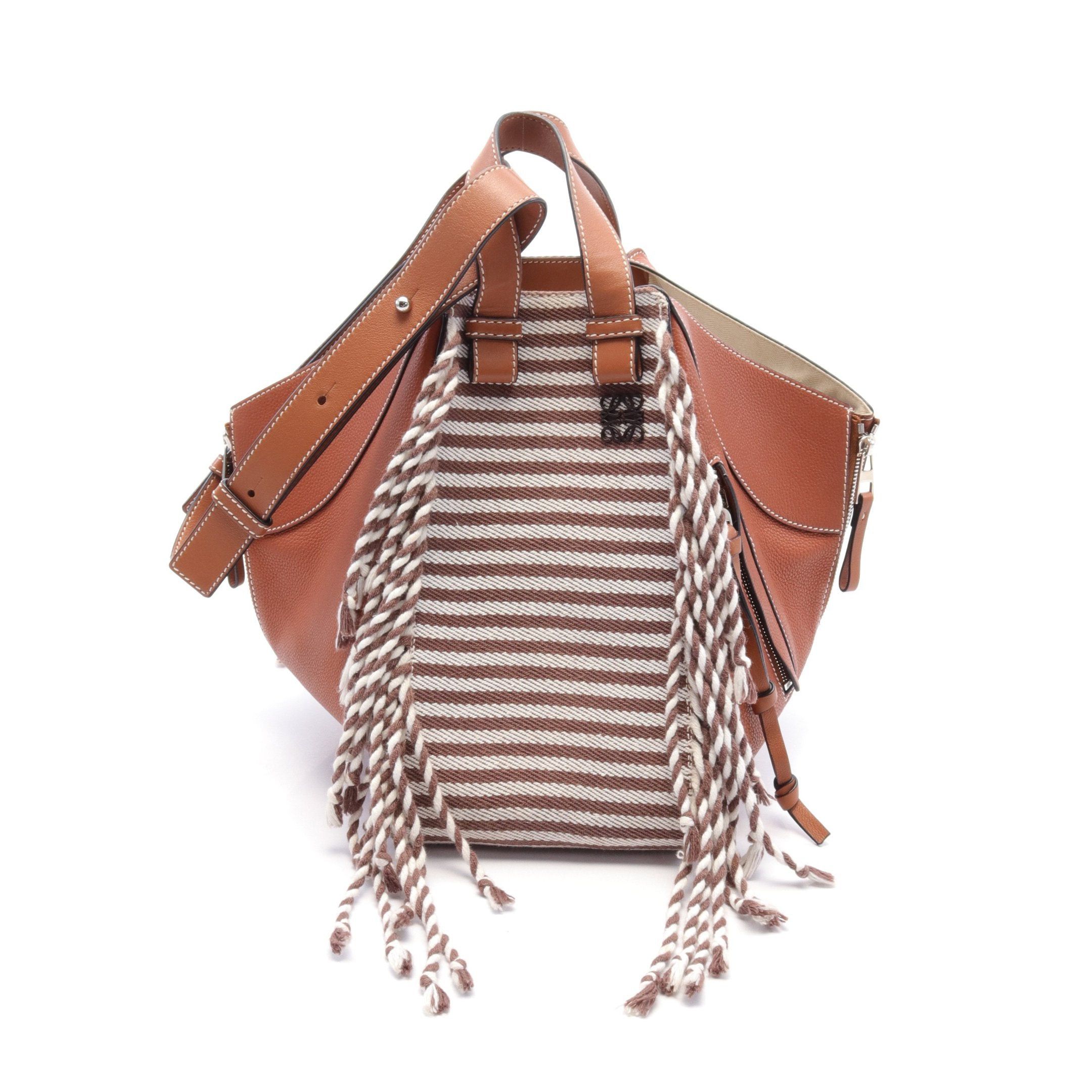 Loewe Loewe Hammock Medium Handbag Leather Fabric Brown Fringe Size ONE SIZE - 1 Thumbnail