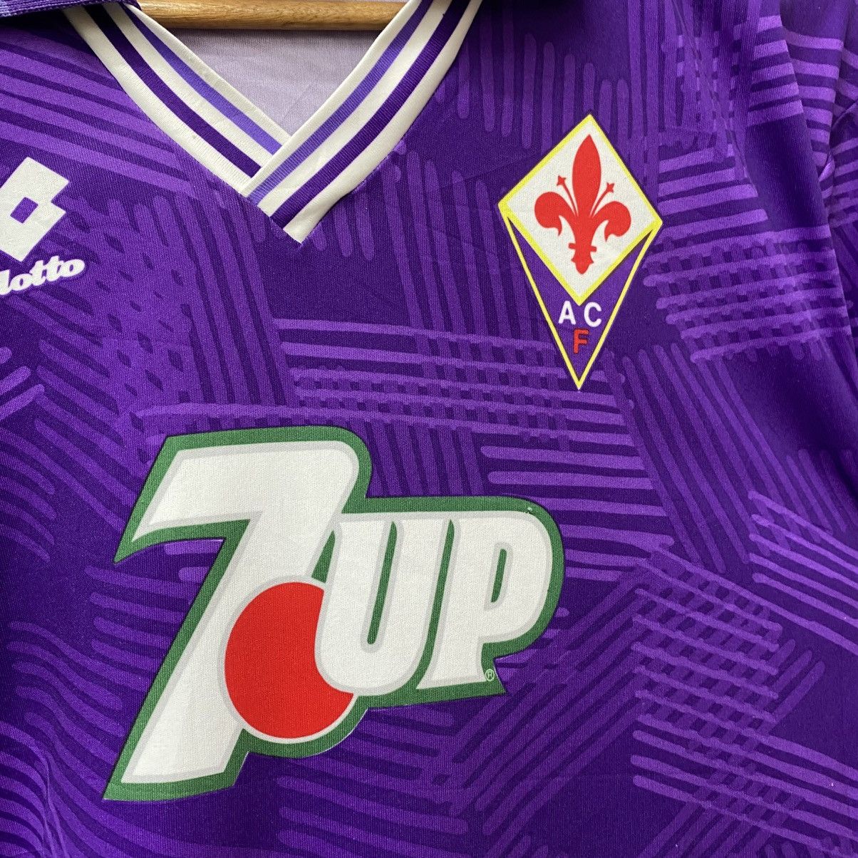 Lotto Sport Vintage 92/93 FIORENTINA CF 7up Home Kit Lotto Jersey Size US M / EU 48-50 / 2 - 4 Thumbnail