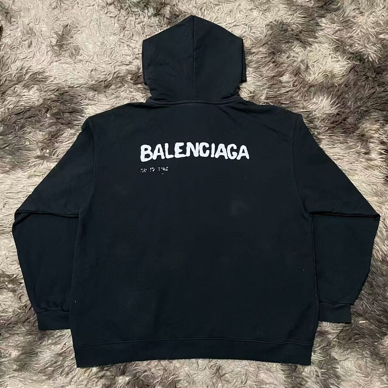 Balenciaga Balenciaga Black Logo Hoodie with Hood Size US XL / EU 56 / 4 - 2 Thumbnail
