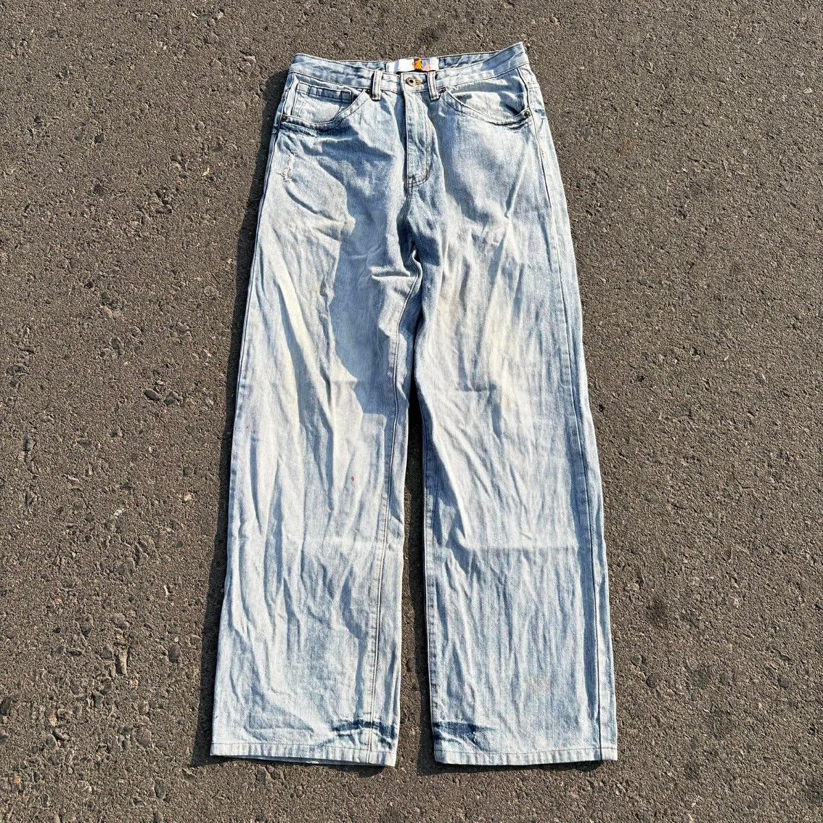 Japanese Brand Indigo Red Peace Graphic Denim Jeans Y2K Streetwear Size US 36 / EU 52 - 3 Thumbnail
