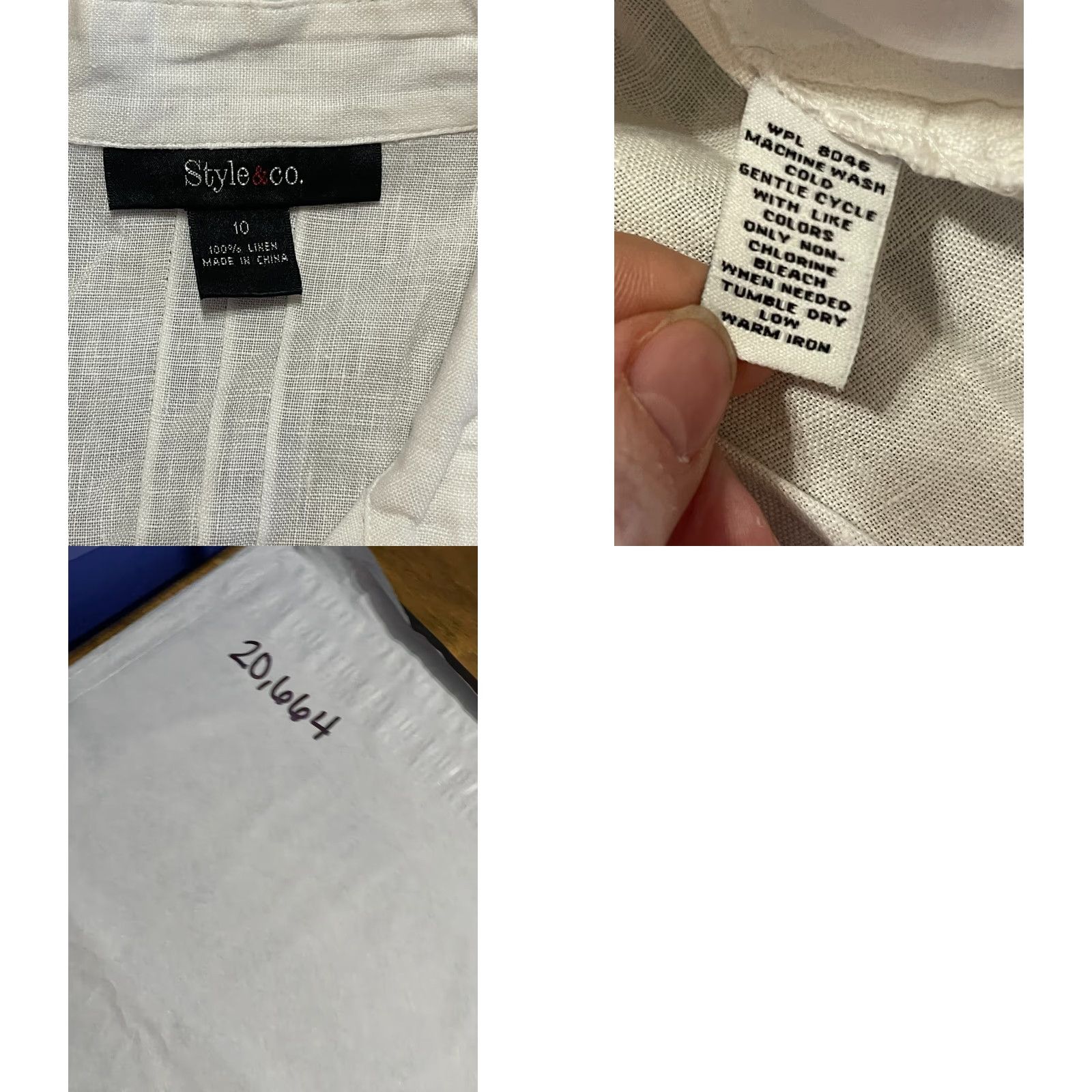 Vintage Style&Co. Shirt, Women's Size 10, White, Button-Up, Long Sleeve, Casual, Regular, Fall/Spring/Summer, Women, Style&Co. Size L / US 10 / IT 46 - 8 Thumbnail