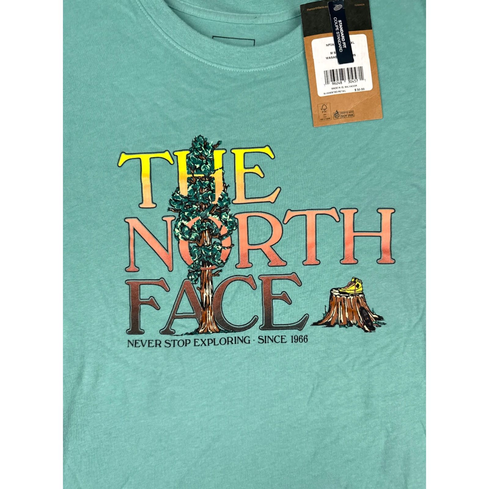 The North Face The North Face Shirt Men XL Teal Short Sleeve Cotton Jersey Logo Crew Neck T-Shirt All Seasons Slimming Size US XL / EU 56 / 4 - 6 Thumbnail