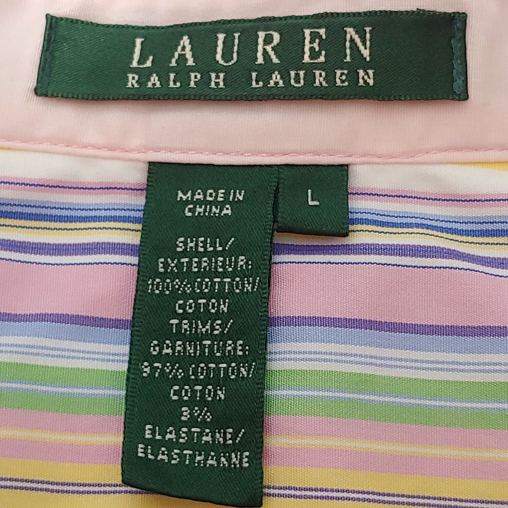 Ralph Lauren Lauren Ralph Lauren Blouse Women's L Striped Multicolor 100% Cotton Long Sleeve Button Collar 20.5" Chest 27.5" Length Regular Fit Ladies Size L / US 10 / IT 46 - 7 Thumbnail