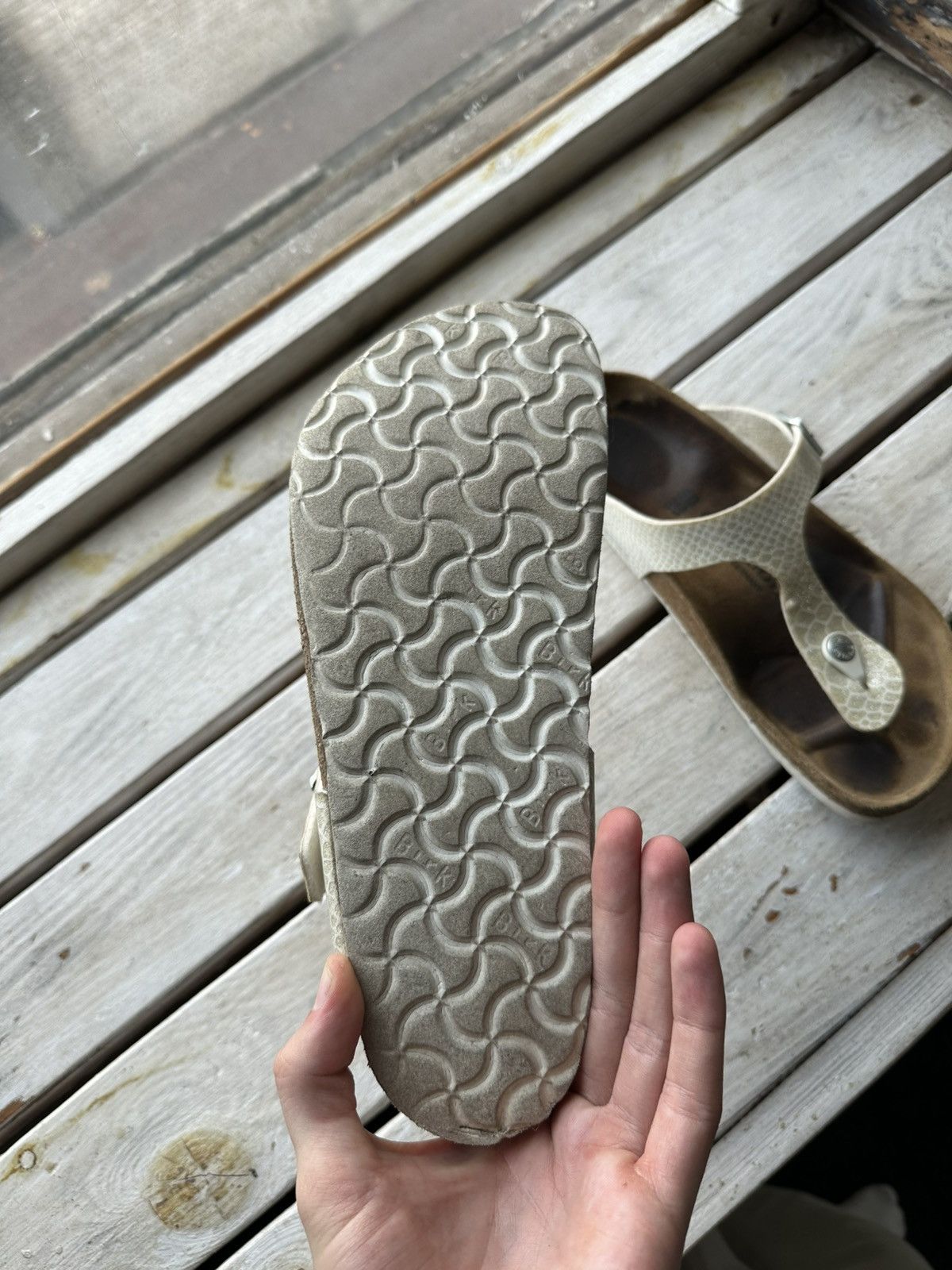 Birkenstock 🚨Vintage Birkenstock 40 beige Luxe Sandals rare slides Size US 10 / IT 40 - 6 Thumbnail