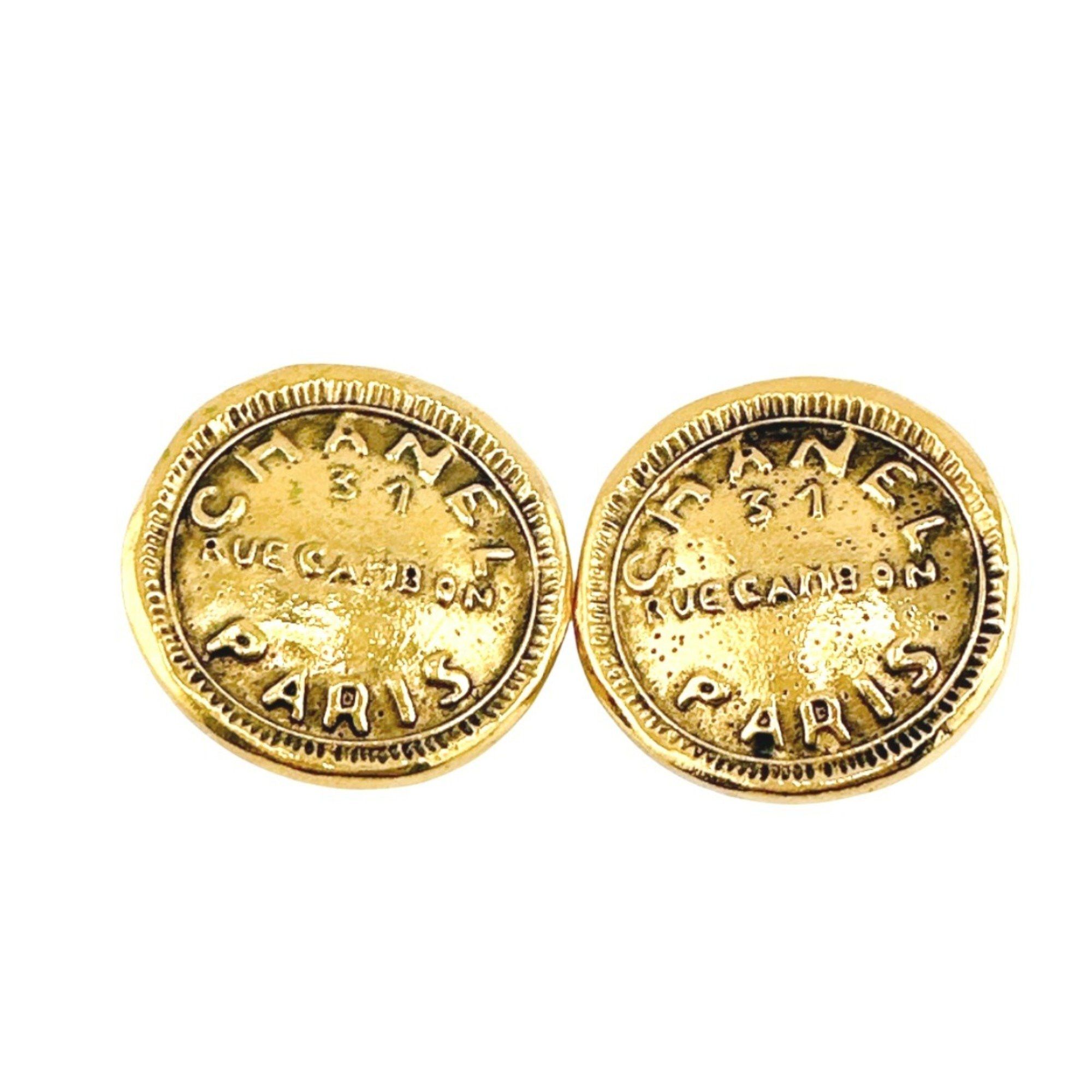Chanel CHANEL Earrings Vintage Circle Logo Cambon Gold Size ONE SIZE - 1 Thumbnail