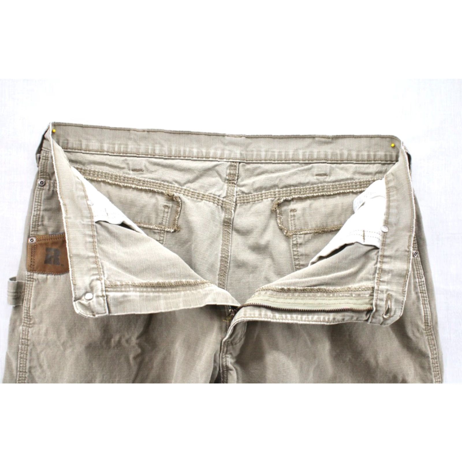Wrangler Wrangler Riggs WorkWear Men 40 x 29 Khaki Brown Cotton Work Pants Flat Front Zip Pockets Solid Color USA Work Wear 3W020BR Mens Size US 40 / EU 56 - 7 Thumbnail