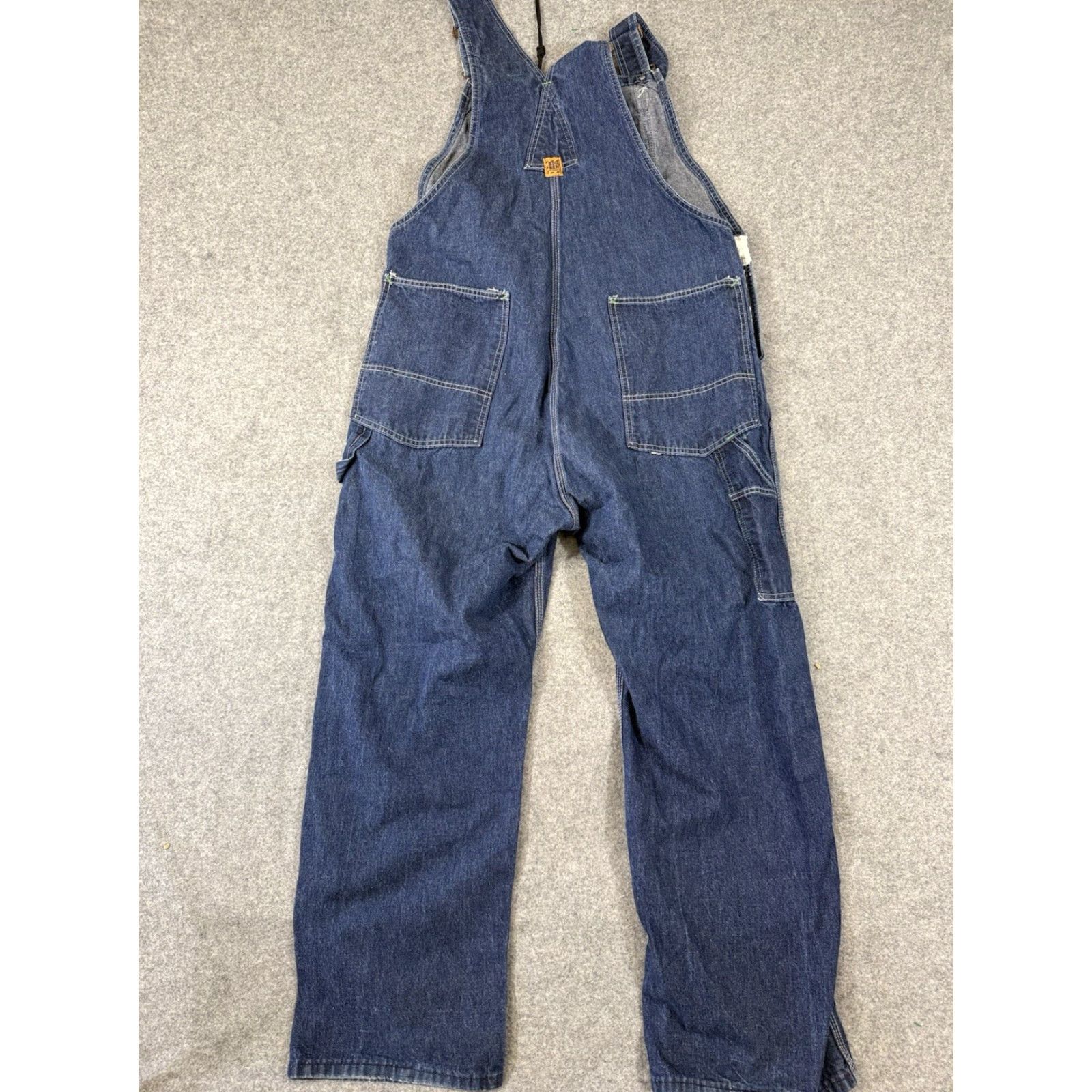 Denime VINTAGE Big Ben Bib Carpenter Overalls Men 38X28 Denim Jeans Blue Cotton Work Straight 28 Inseam Mens Size US 38 / EU 54 - 6 Thumbnail