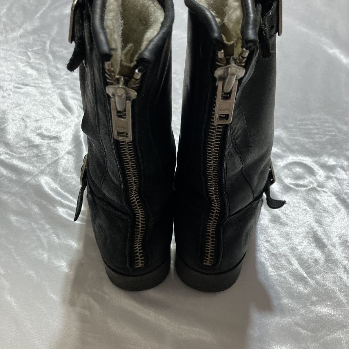 Dirk Bikkembergs JOHNNY BULLS - Western Leather Biker Boots Bondage Zip Back Size US 5 / EU 37 - 10 Thumbnail