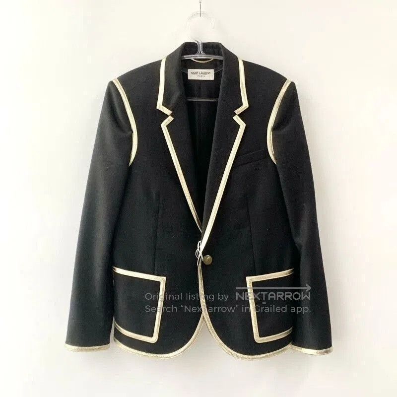 Saint Laurent Paris Saint Laurent Black Gold Trim Blazer. Size S / US 4 / IT 40 - 1 Thumbnail