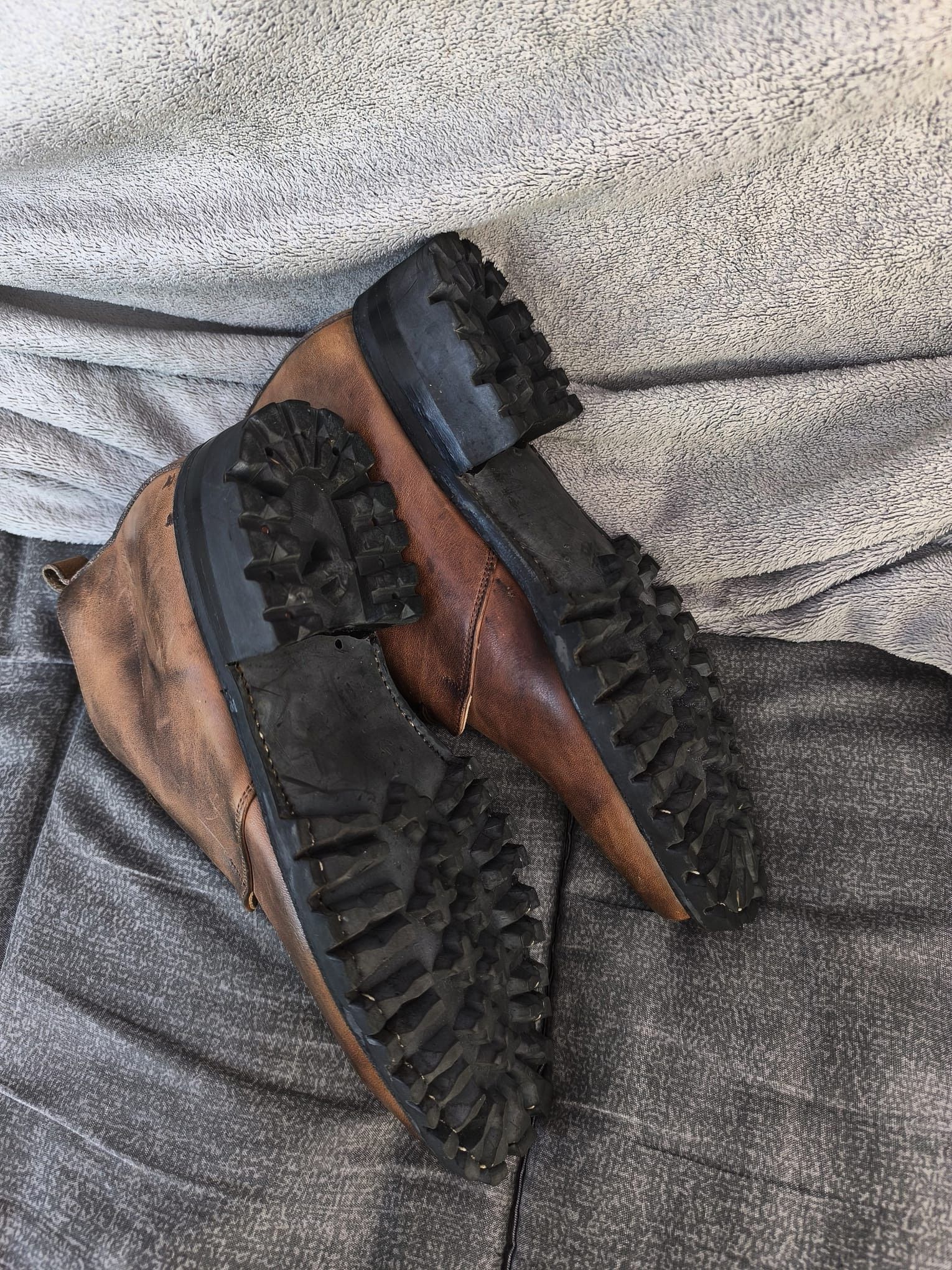 Vintage pointy block toe western ankle boots patina leather 90s Size US 7 / IT 37 - 7 Thumbnail