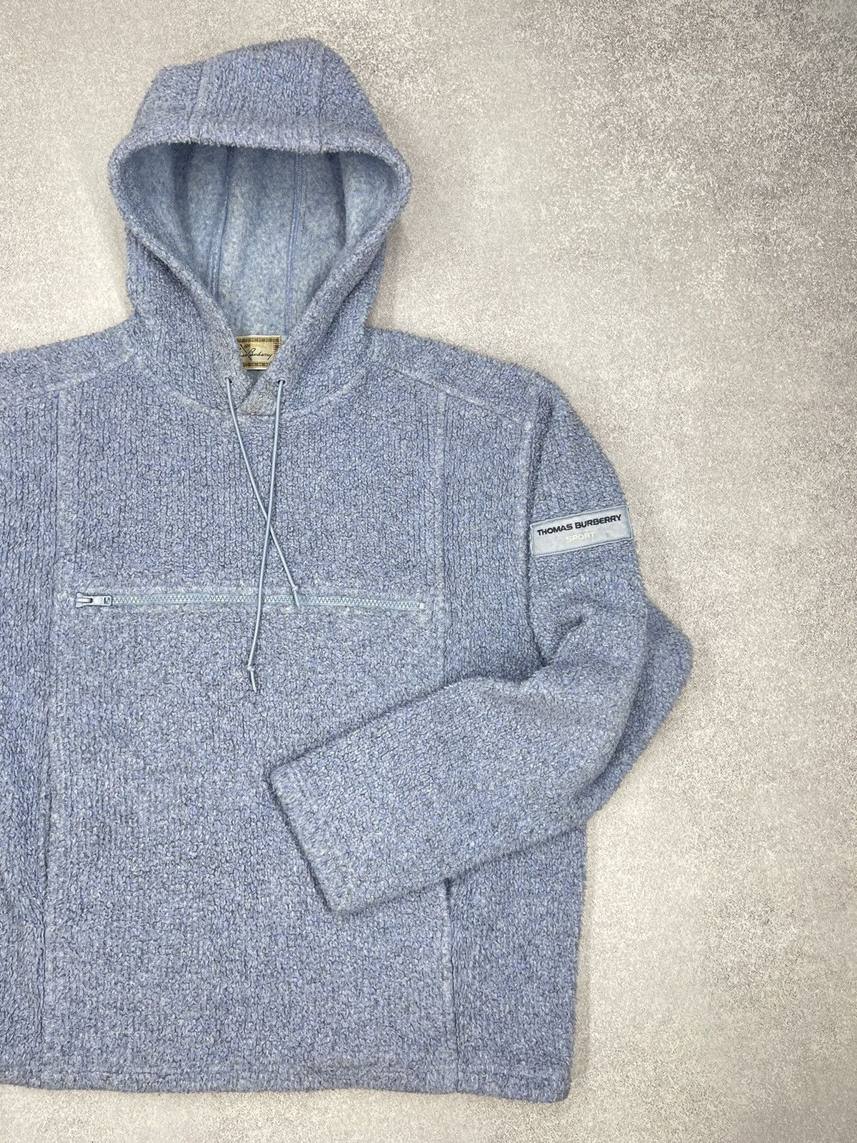 Burberry × Designer × Vintage Women Thomas Burberry Sport Fleece Anorak Hoodie Blue Y2K Size L / US 10 / IT 46 - 3 Thumbnail