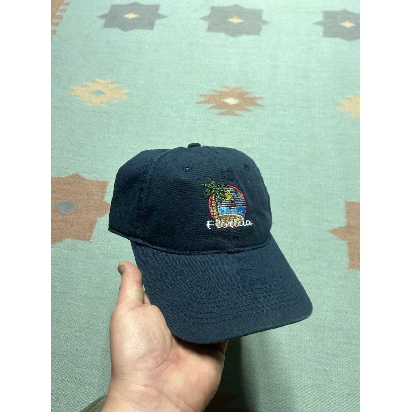 Vintage VINTAGE strapback hat cap Florida beach palm tree embroidered adjustable blue Mens Adjustable Blue Beach Cap Strapback Hat Size ONE SIZE - 2 Thumbnail