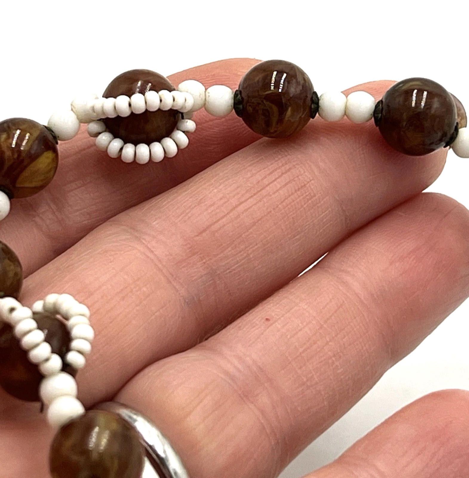 Other Miriam Haskell Bead Necklace Glass Brown & White Wrap Around Size ONE SIZE - 7 Thumbnail