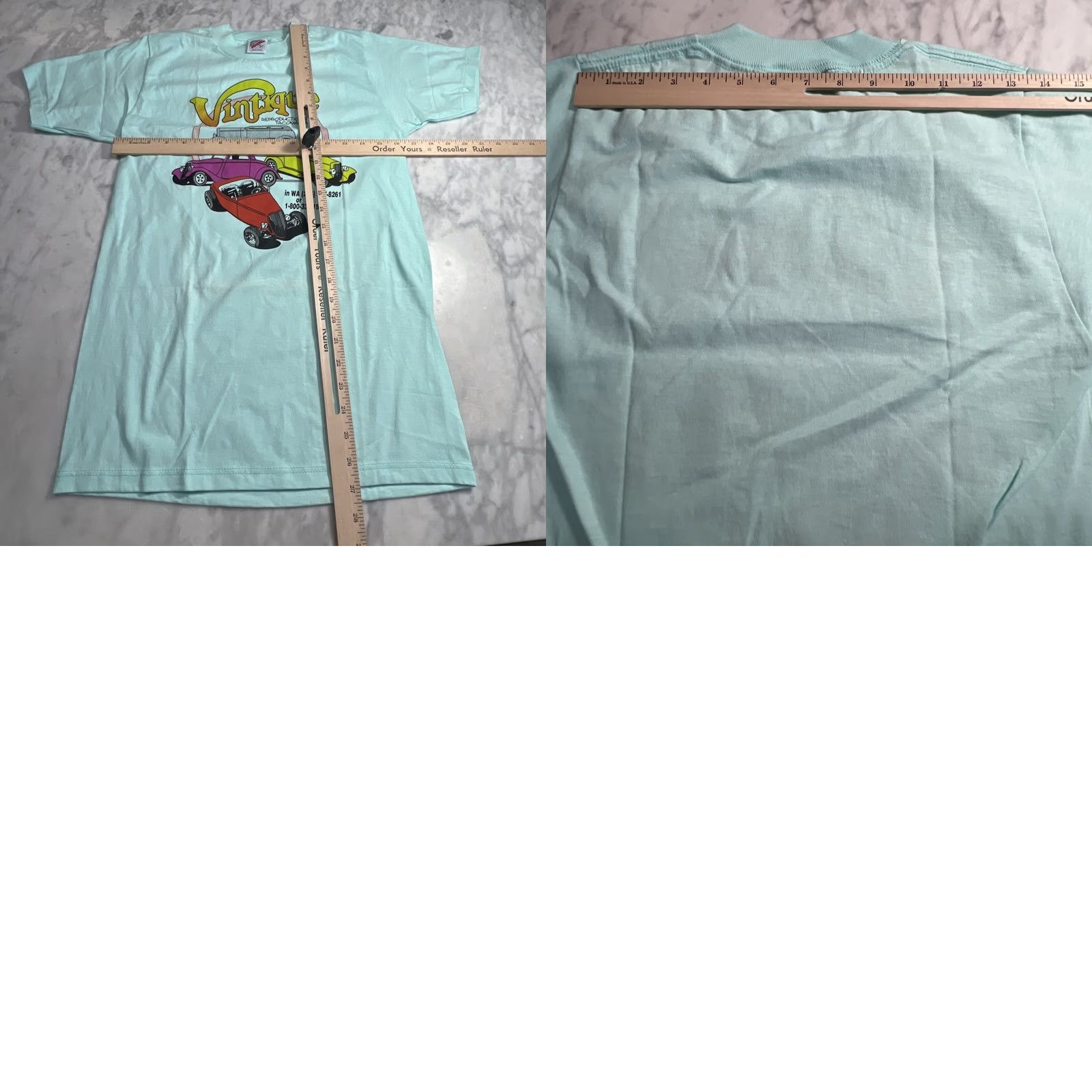 Jerzees VINTAGE 1990 Hot Rods T Shirt Jerzees Tacoma Small Teal Mens Crew Neck Short Sleeve Single Stitch Cotton Shirt Size US S / EU 44-46 / 1 - 8 Thumbnail