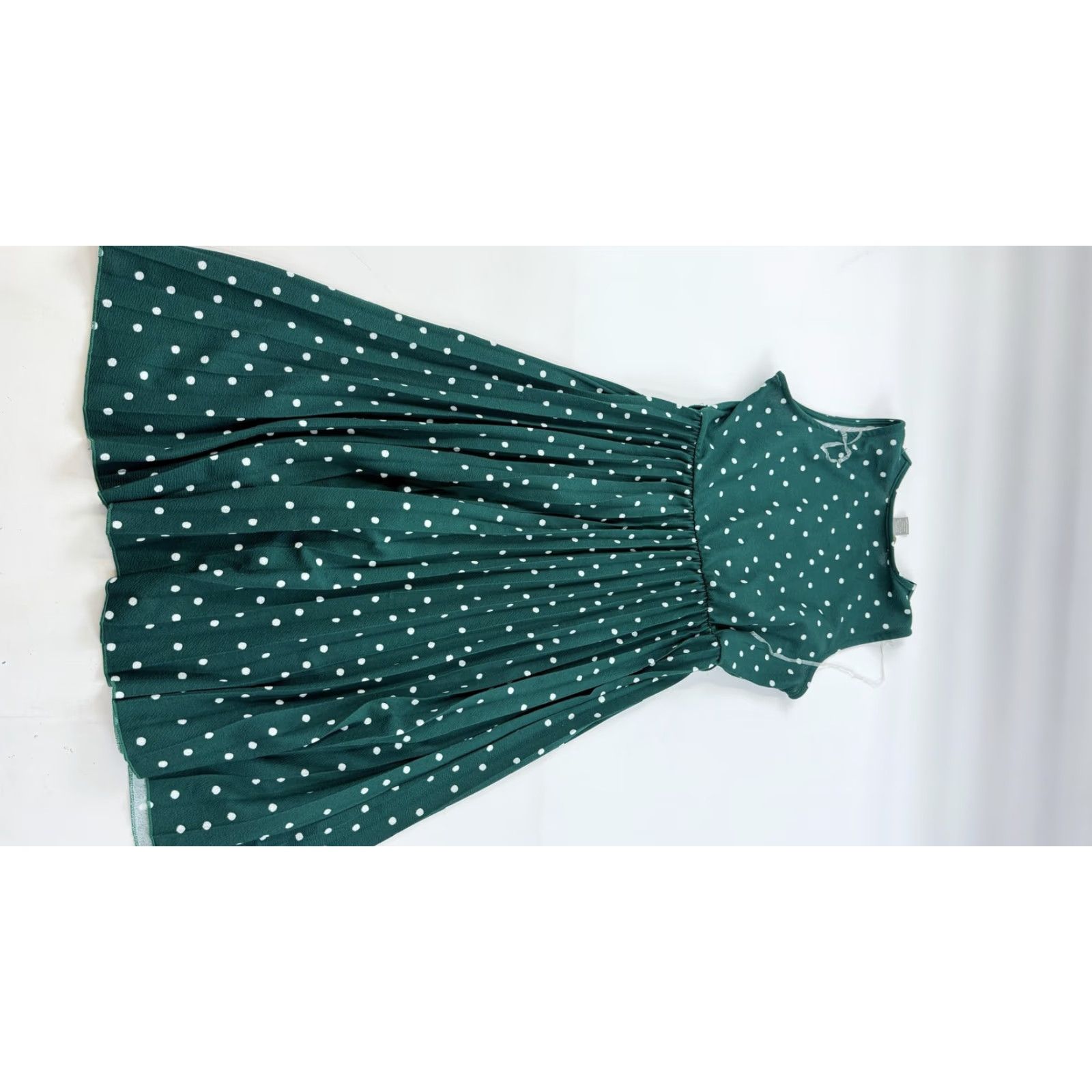 Vintage Lark + Grey Dress Womens Medium Green Polka Dot Sleeveless Fit & Flare Midi Size M / US 6-8 / IT 42-44 - 3 Thumbnail