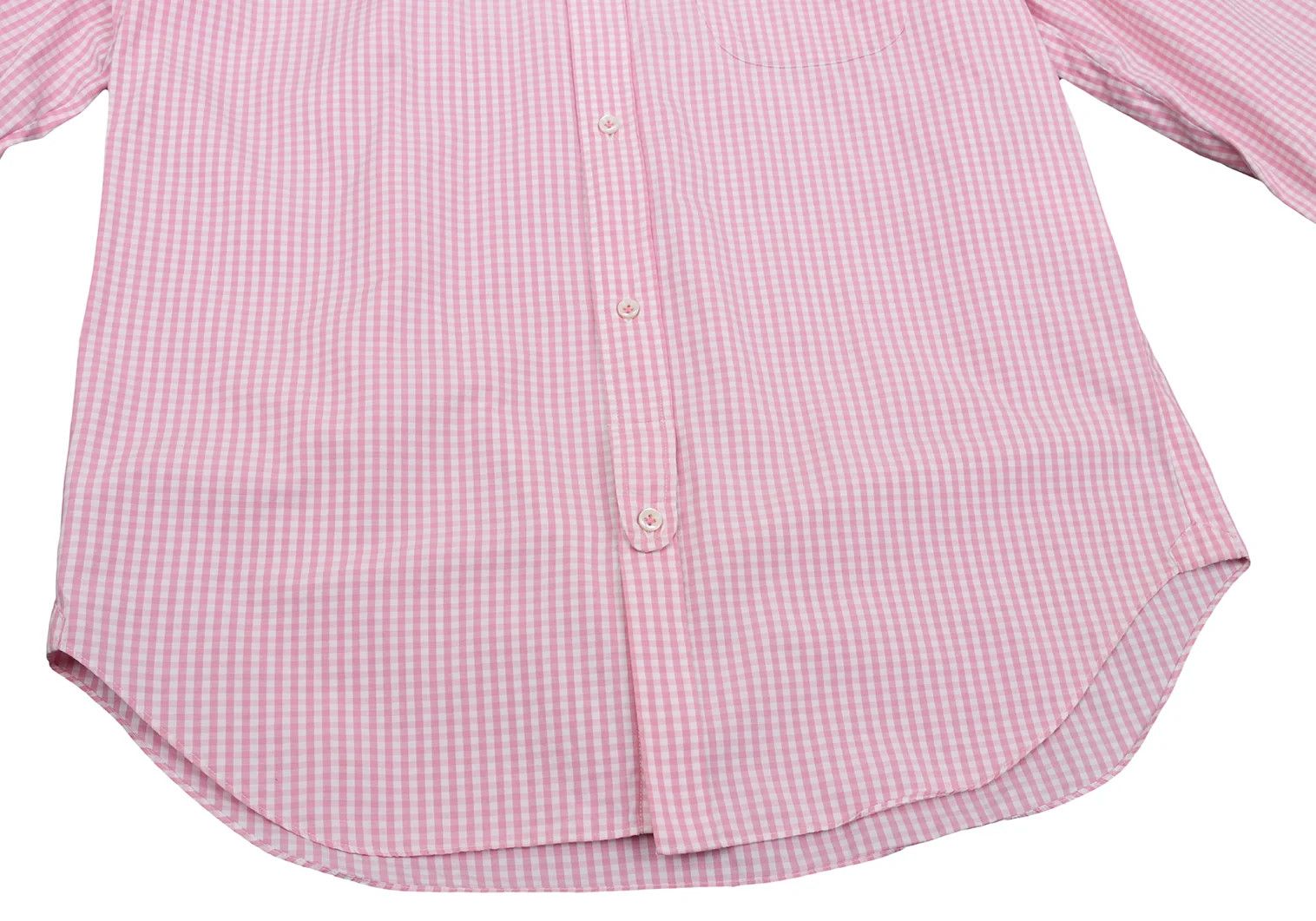 Junya Watanabe Pink and White Check Round Collar Long Sleeve Shirt Size US S / EU 44-46 / 1 - 10 Thumbnail