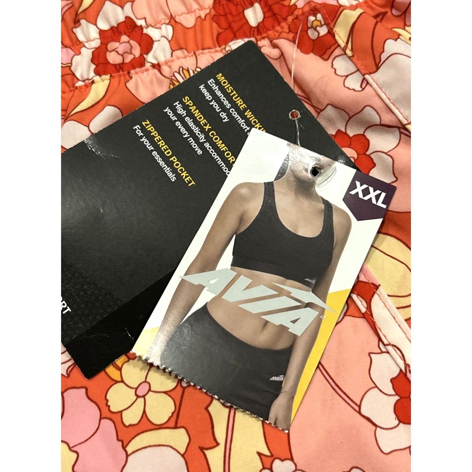 Avia NWT Avia Athletic Shorts Womens 2XL Floral Orange Pink Multicolor Inseam 3.5in Elastic Waist Running CrossFit Jogging Moisture Wicking Athletic Shirt? Size 40" / US 18 - 2 Thumbnail