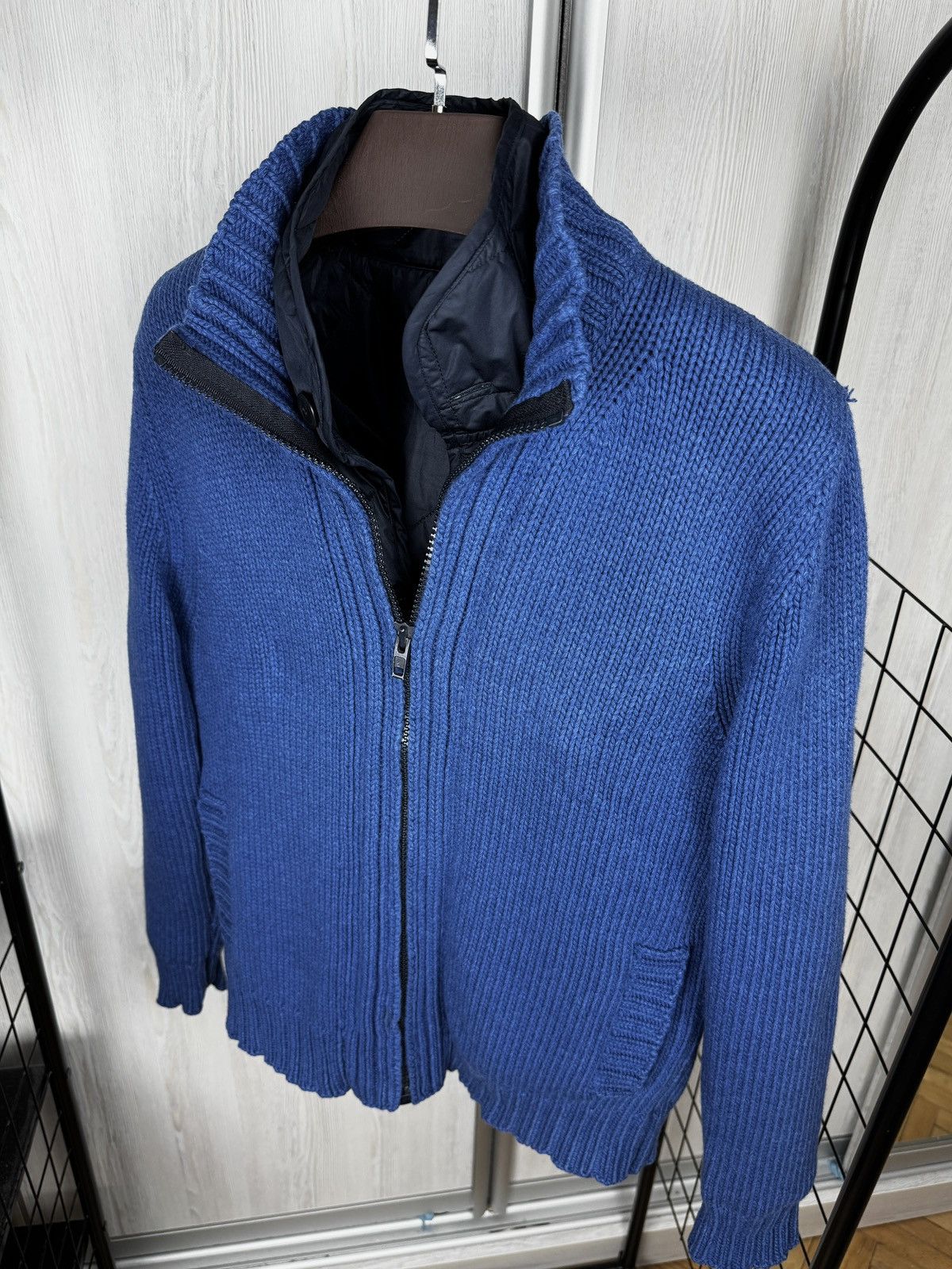 Fay Fay Blue knitted wool bomber jacket with lining size 50 Size US M / EU 48-50 / 2 - 7 Thumbnail