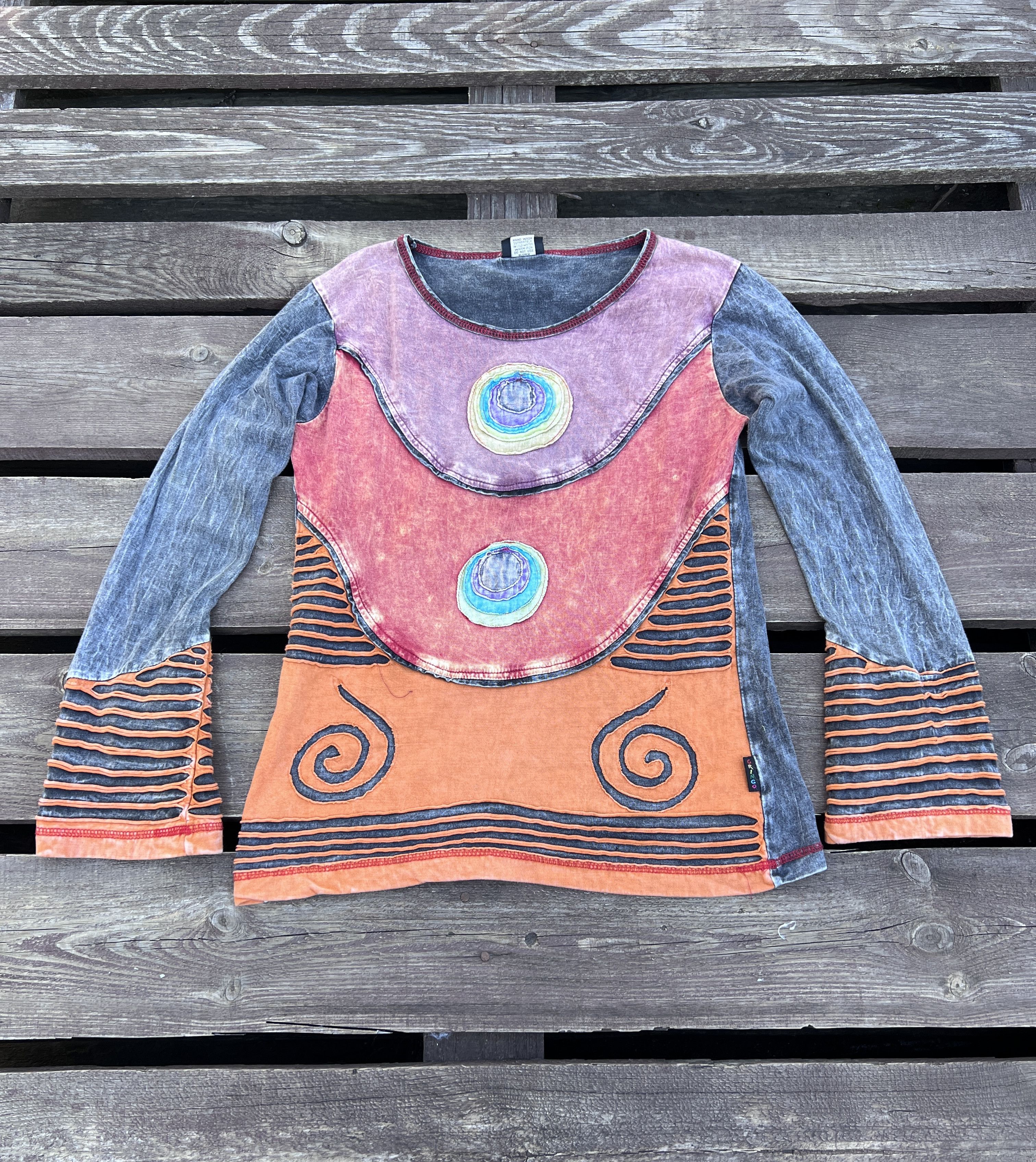 Vintage Vintage Y2K Avant Garde Nepal Patchwork long sleeve shirt Size M / US 6-8 / IT 42-44 - 1 Thumbnail