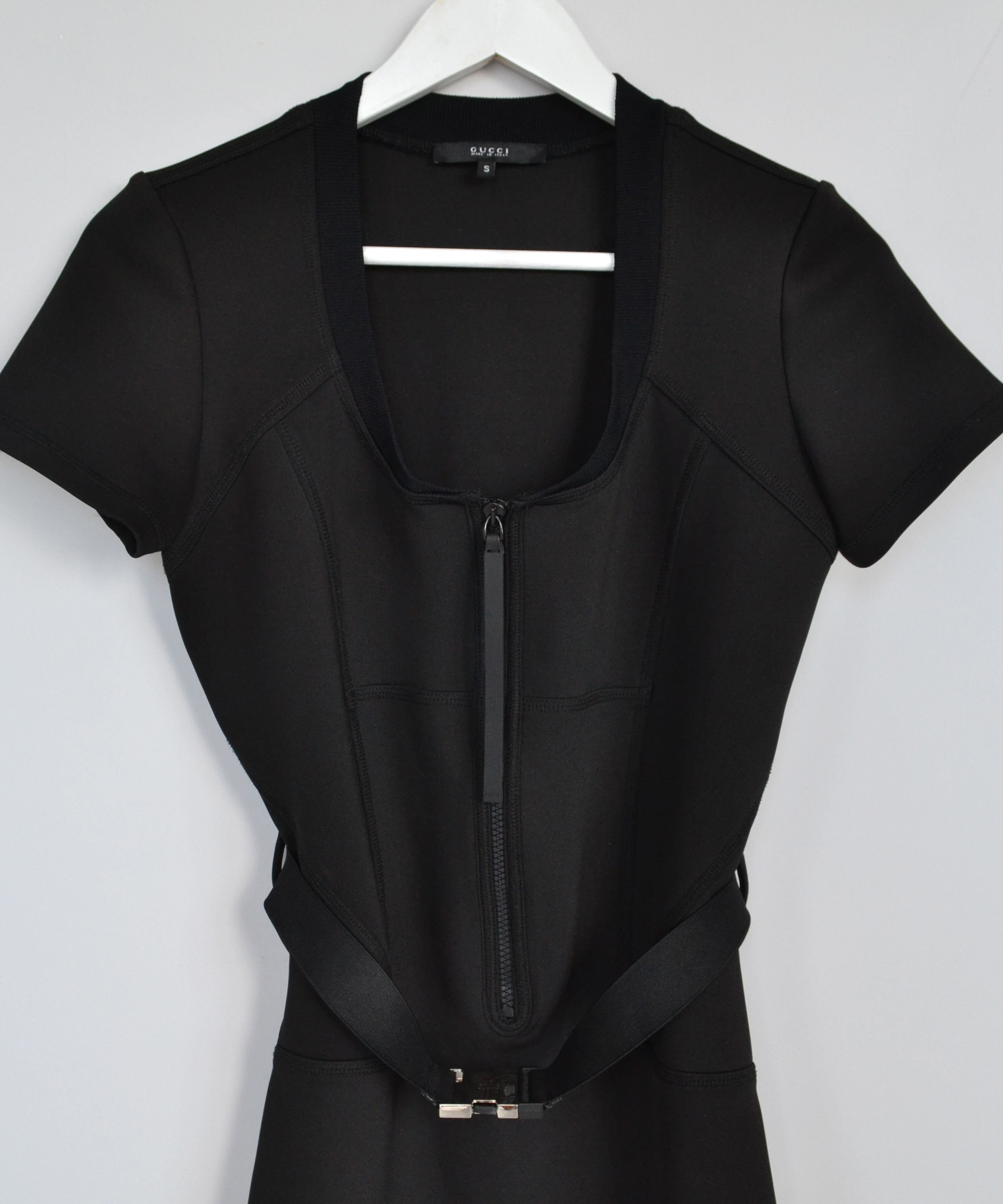 Gucci GUCCI Dress Neoprene Belt Logo Zip Womens 2009 Black S Size S / US 4 / IT 40 - 3 Thumbnail