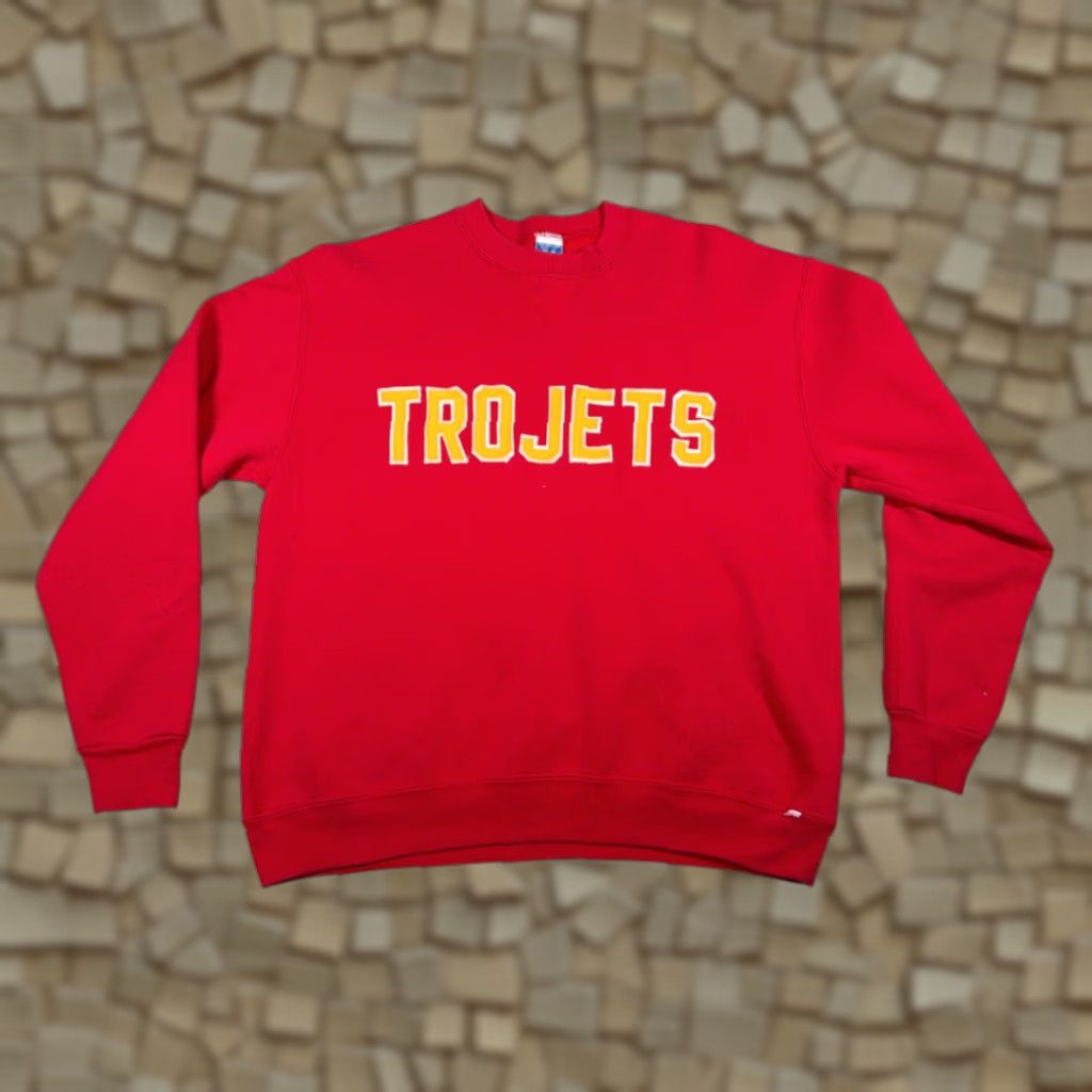 Russell Athletic VINTAGE Russell Athletic Red High School Sweater Adult MEDIUM Trojets USA 90s Sweatshirt Crew Neck Long Sleeve Graphic Print Embroidered Logo Mens Size US M / EU 48-50 / 2 - 1 Thumbnail