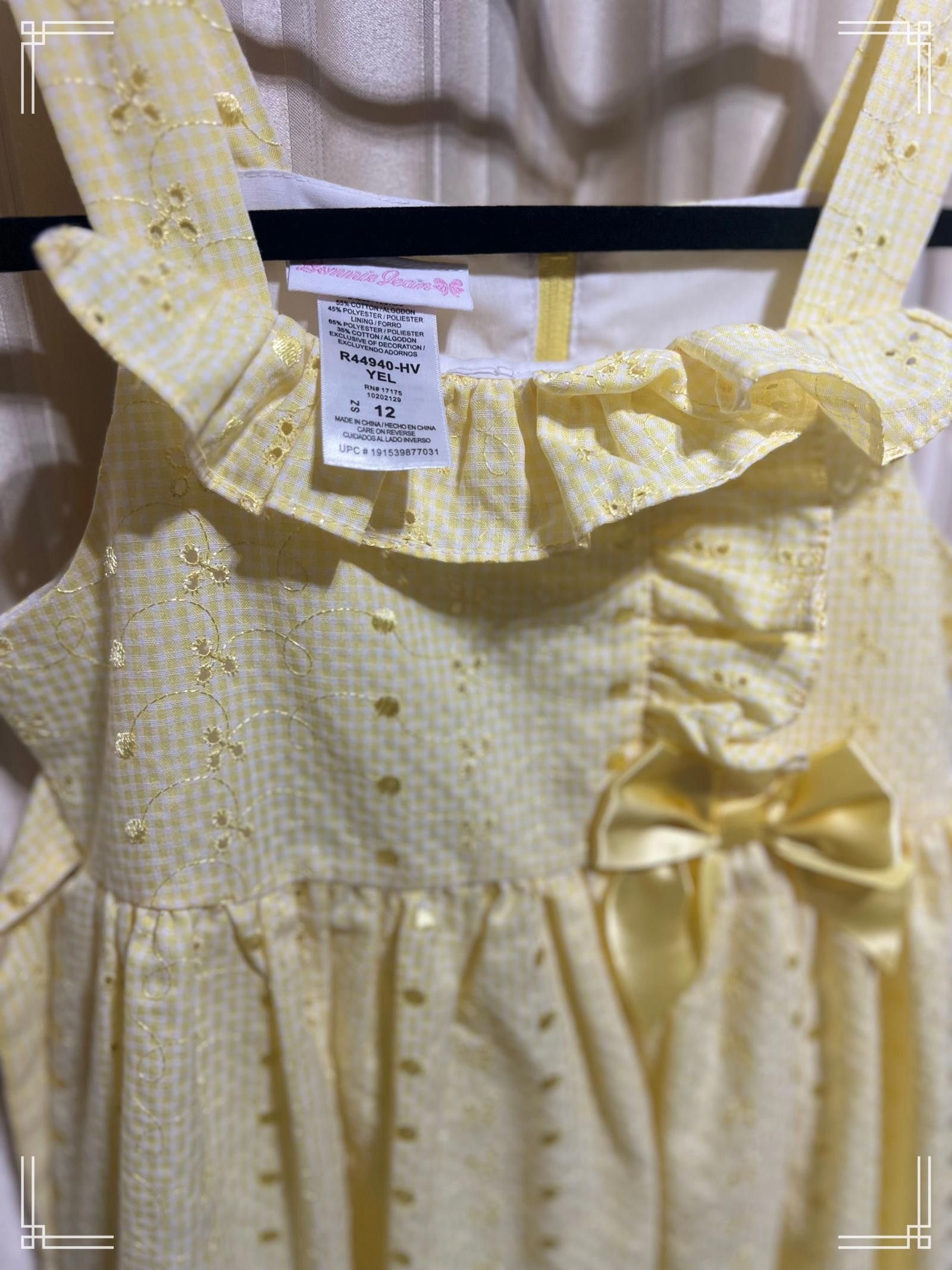 Designer Girl’s Yellow Sleeveless Eyelet Dress with Bow Size 12 Size XXS / US 00 / IT 34 - 3 Thumbnail